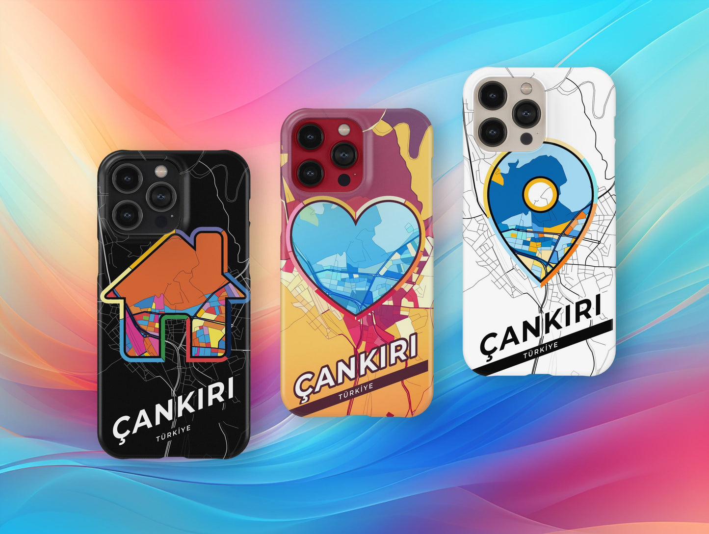 Çankırı Turkey slim phone case with colorful icon. Birthday, wedding or housewarming gift. Couple match cases.