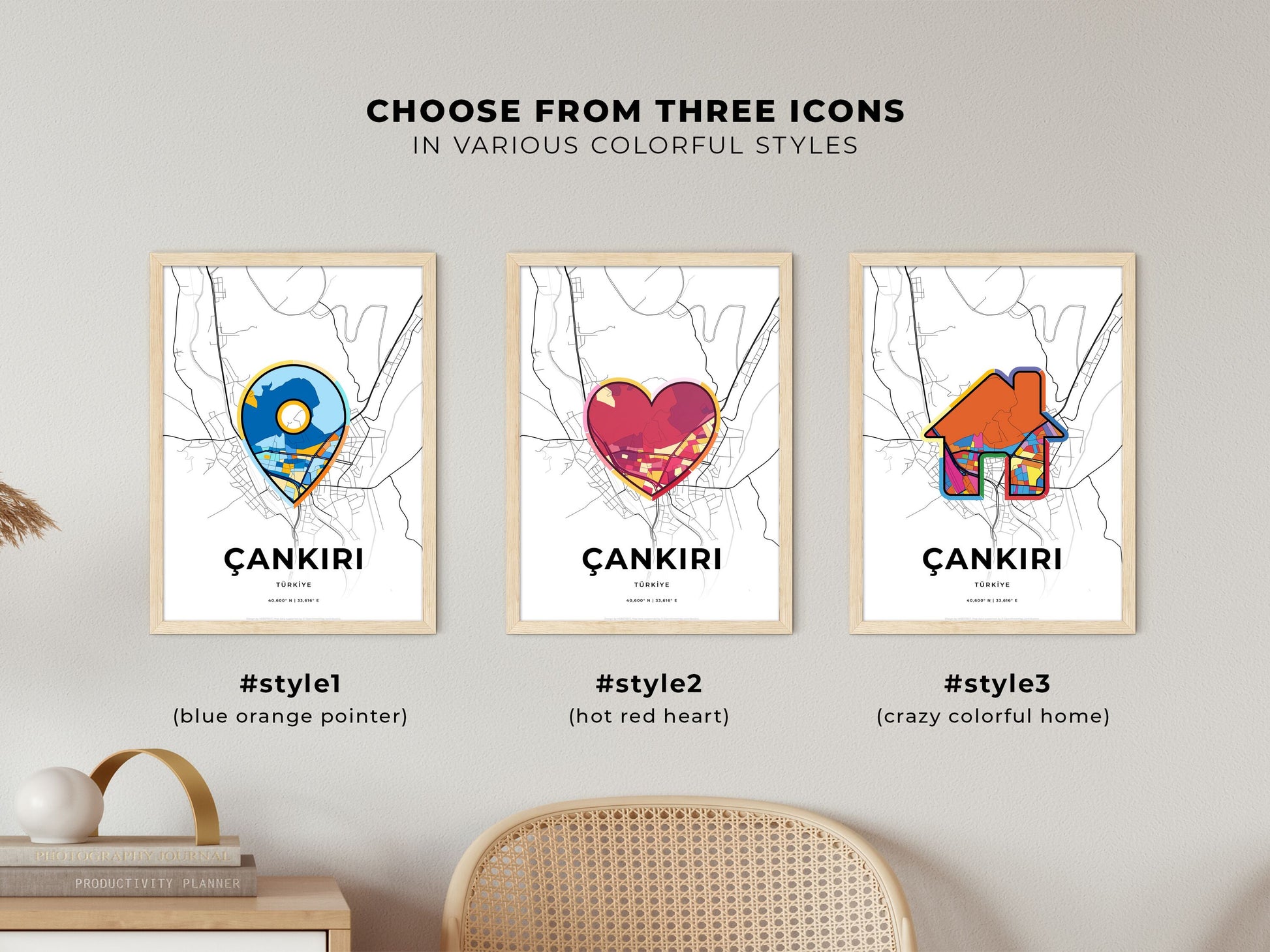 Çankiri Turkey maps with colorful icons
