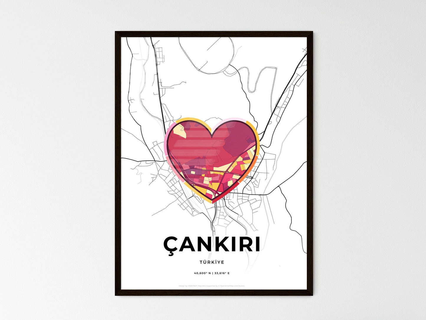 Çankiri Turkey wedding art map with heart icon