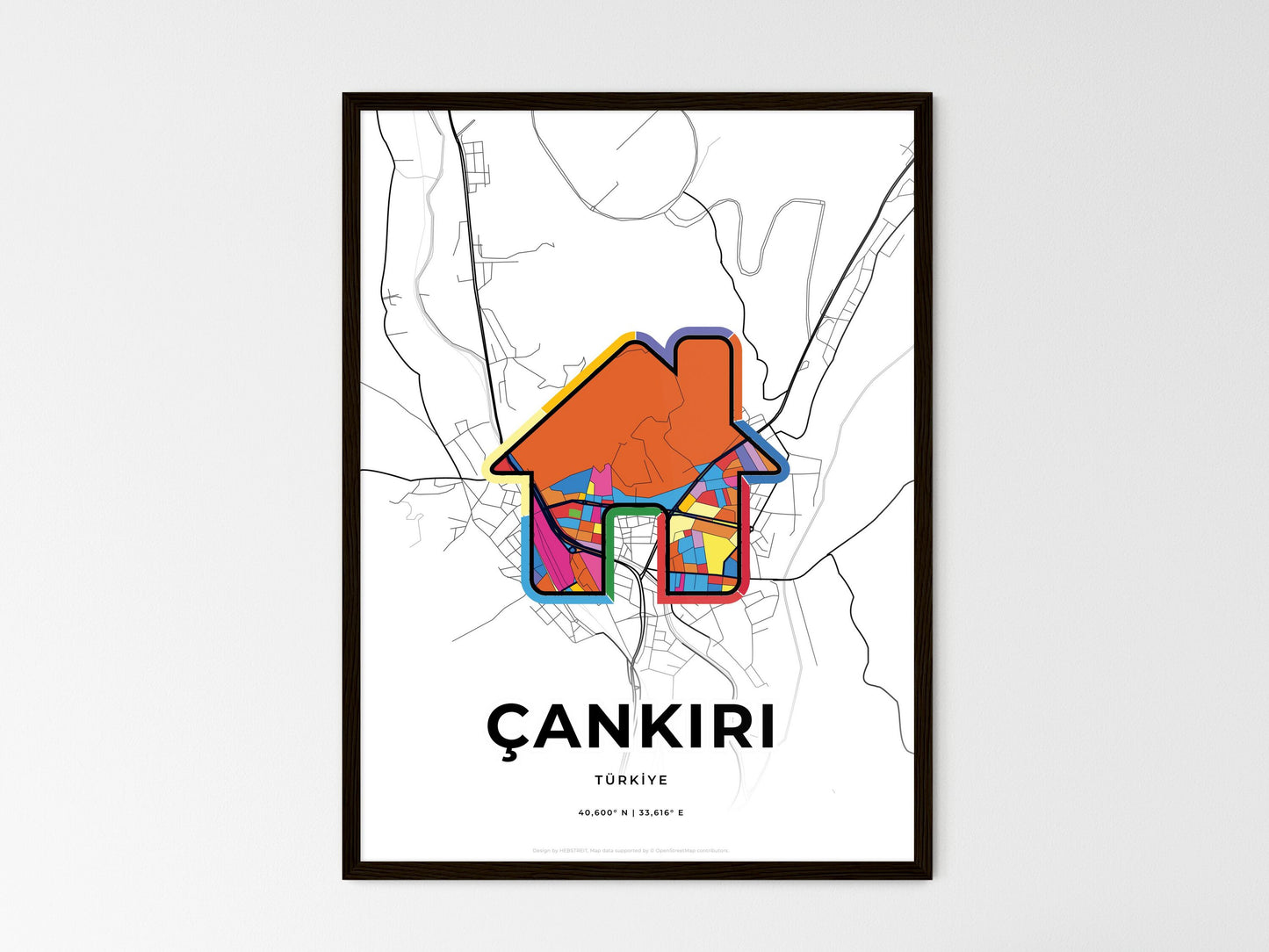 Çankiri Turkey wedding art map with home icon
