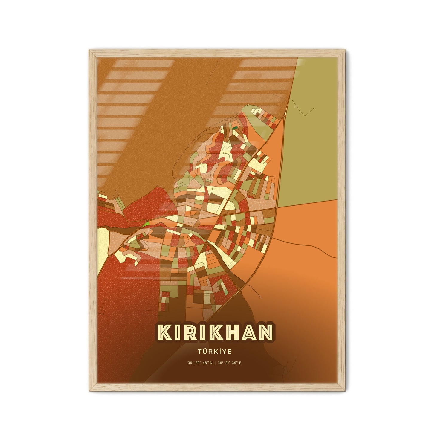 Colorful KIRIKHAN TURKEY Fine Art Map Farmhouse