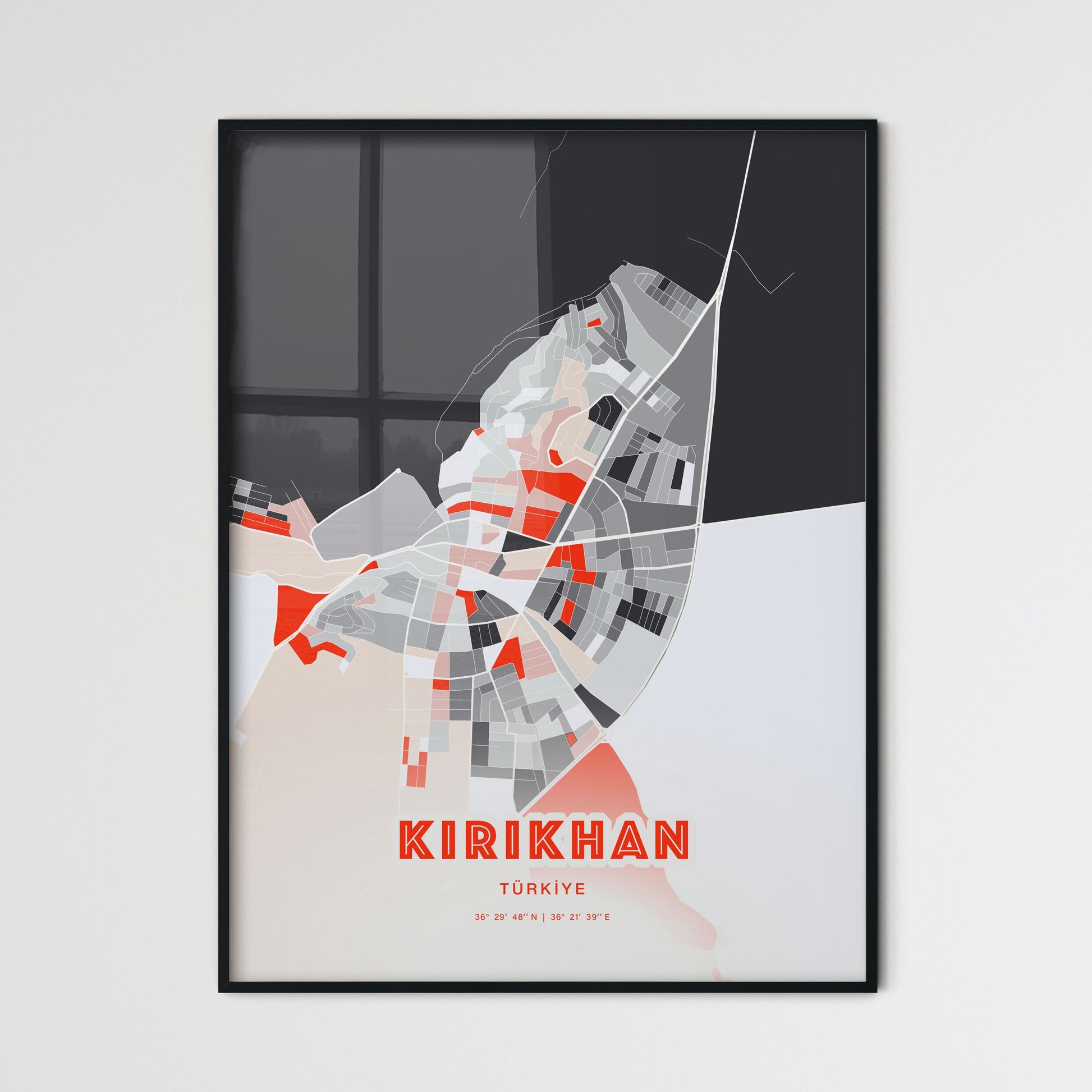 Colorful KIRIKHAN TURKEY Fine Art Map Modern