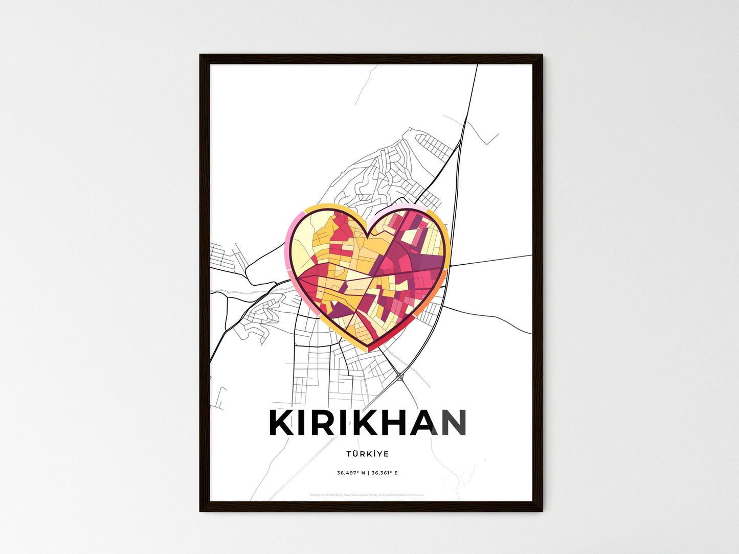 Kirikhan Turkey wedding art map with heart icon