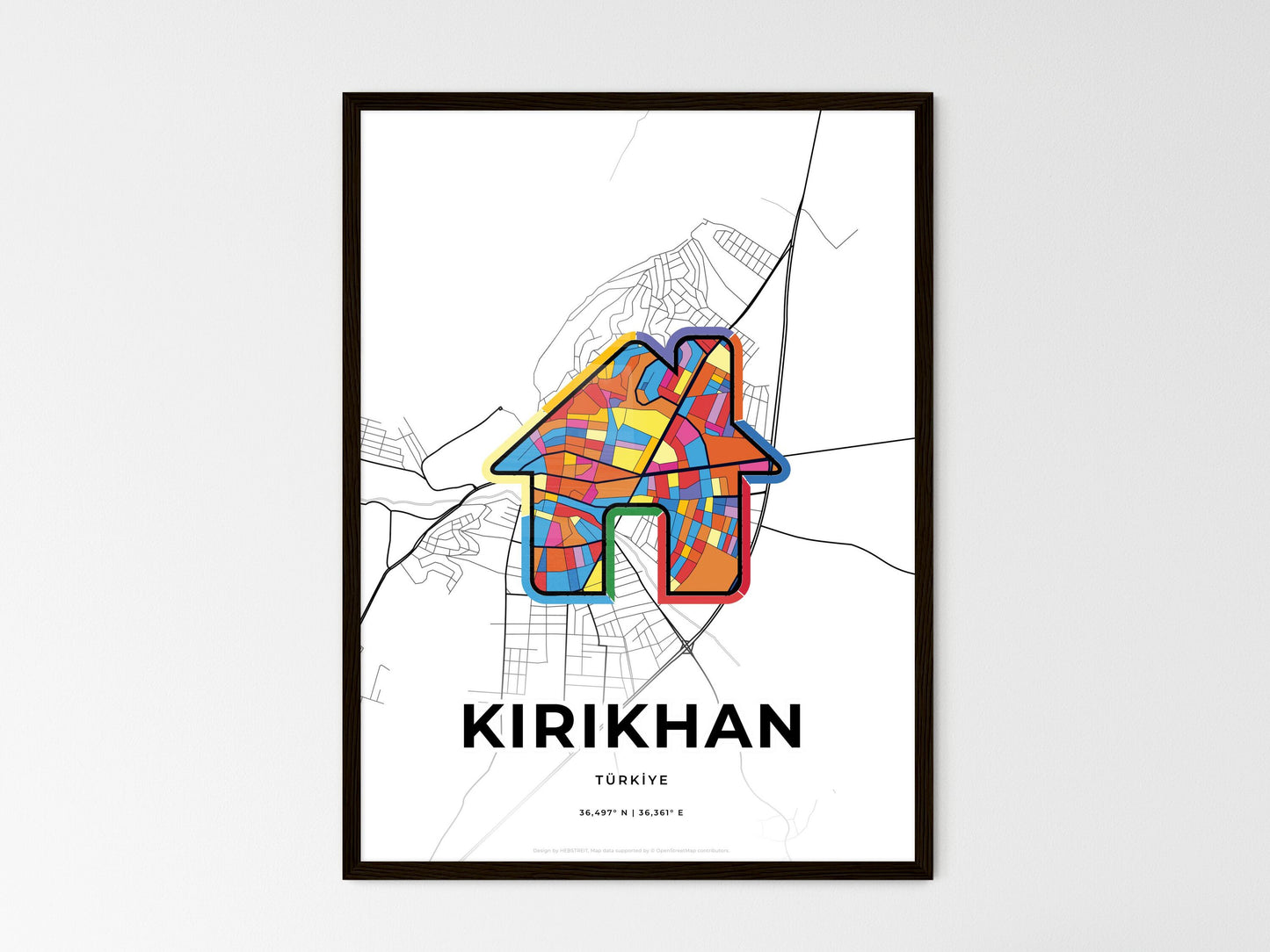 Kirikhan Turkey wedding art map with home icon