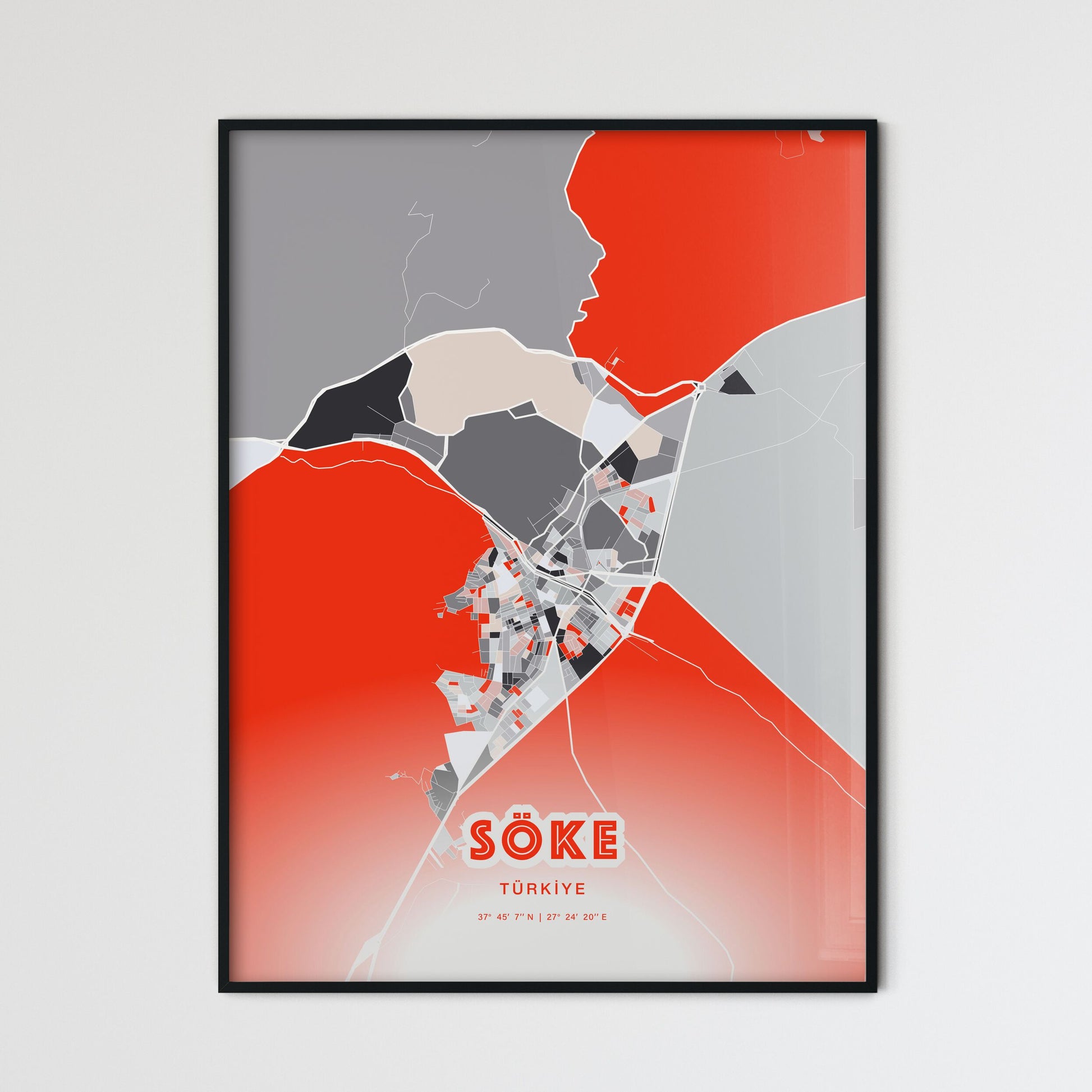 Colorful SÖKE TURKEY Fine Art Map Modern