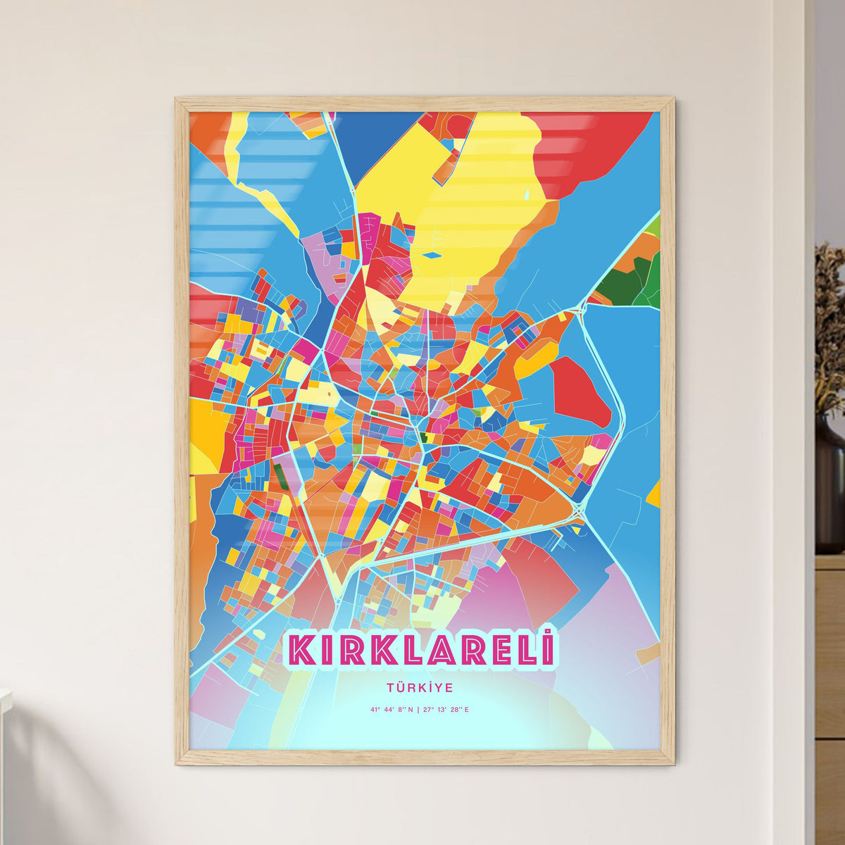 Colorful KIRKLARELI TURKEY Fine Art Map Crazy Colors