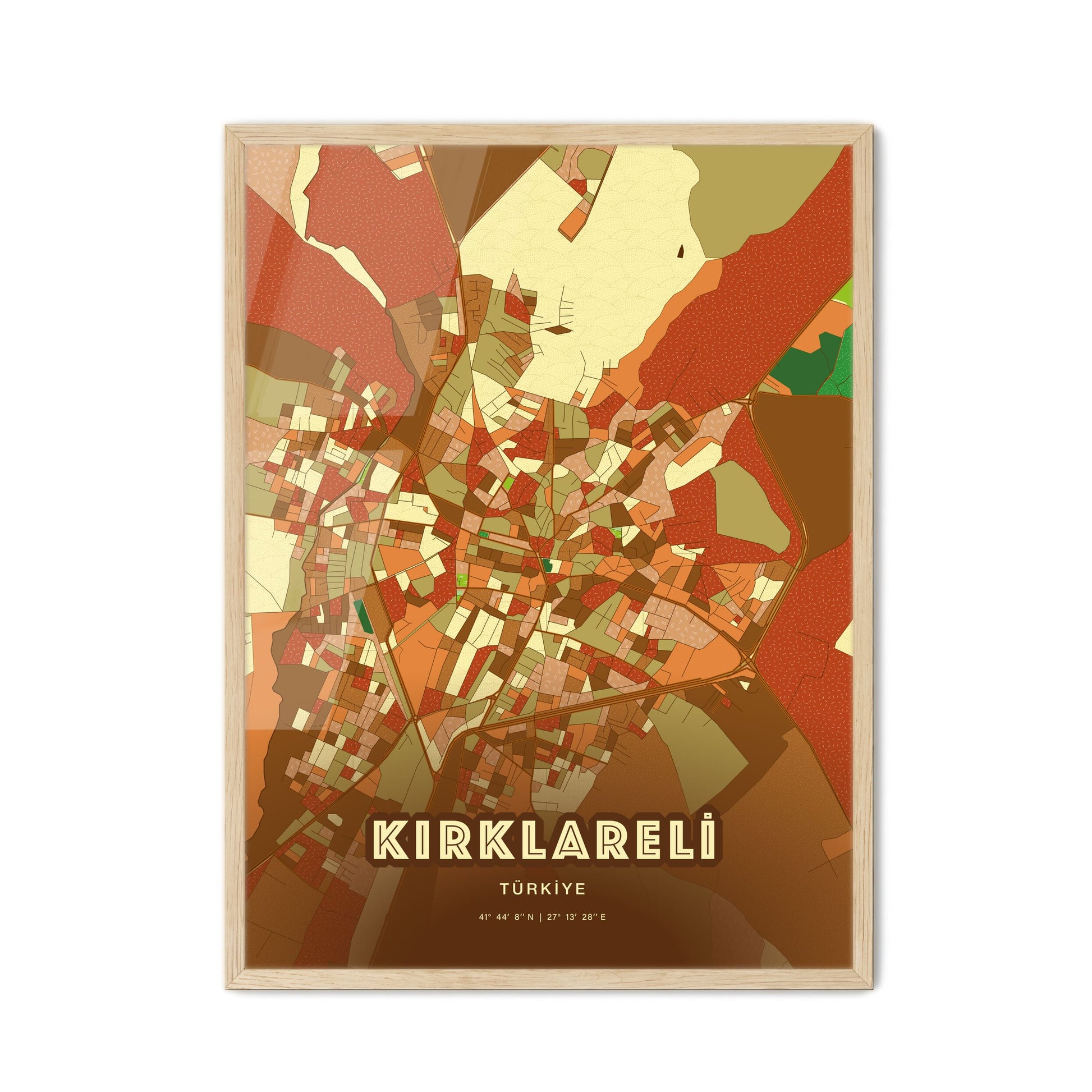 Colorful KIRKLARELI TURKEY Fine Art Map Farmhouse