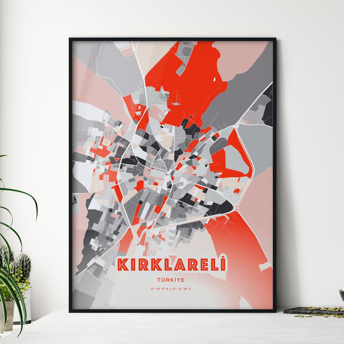 Colorful KIRKLARELI TURKEY Fine Art Map Modern