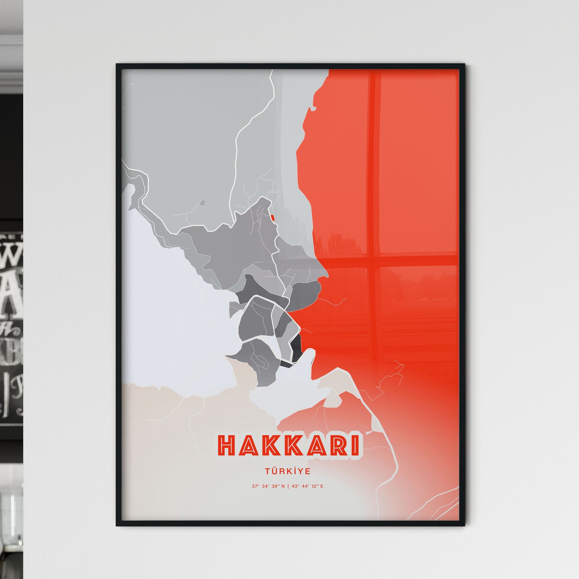 Colorful HAKKÂRI TURKEY Fine Art Map Modern