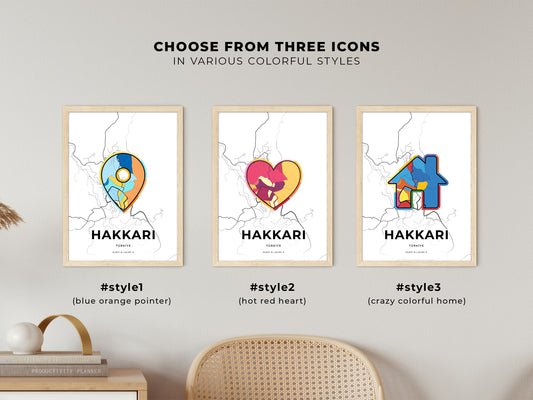 Hakkâri Turkey maps with colorful icons