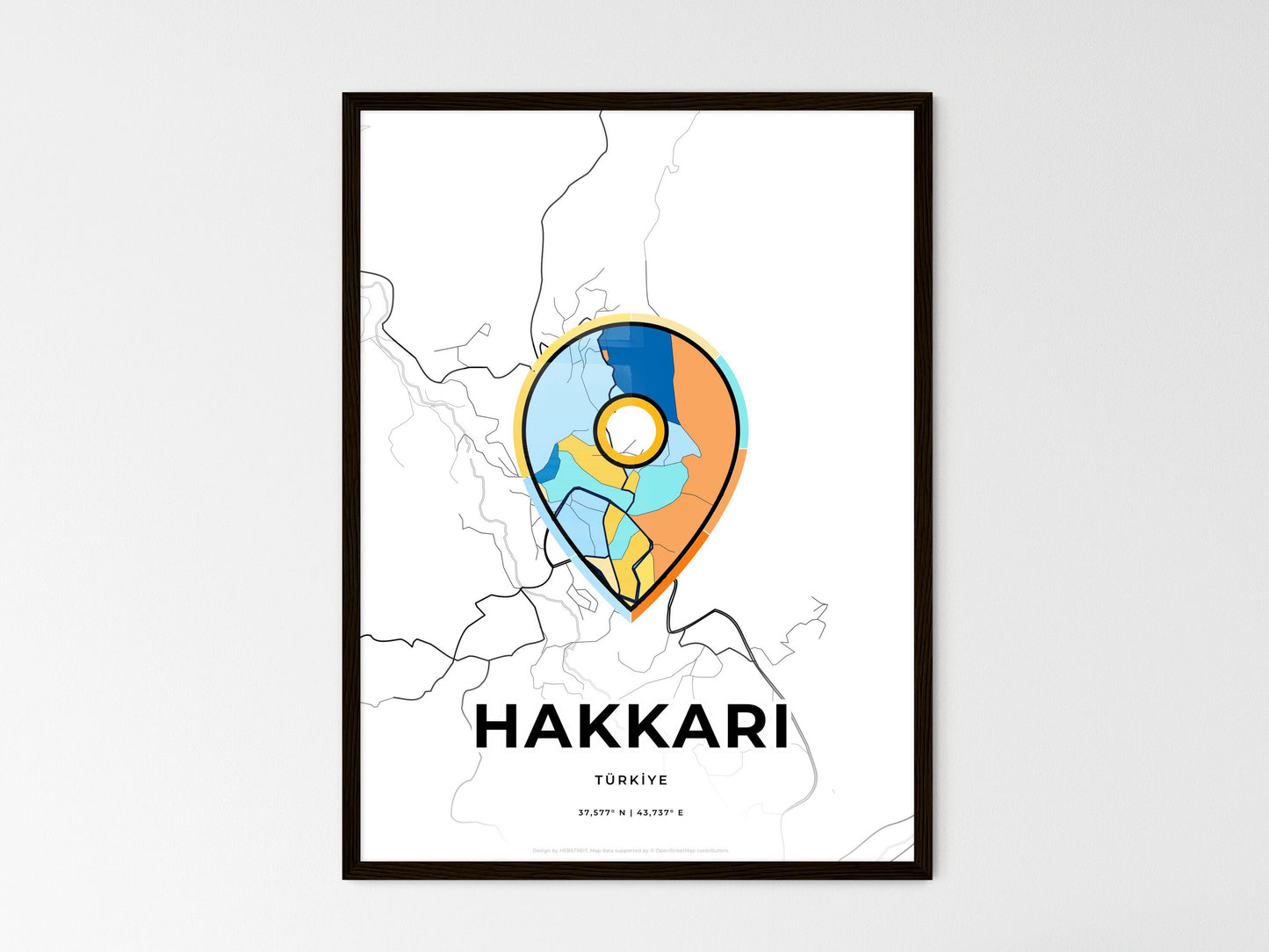 Hakkâri Turkey wedding art map with pointer icon