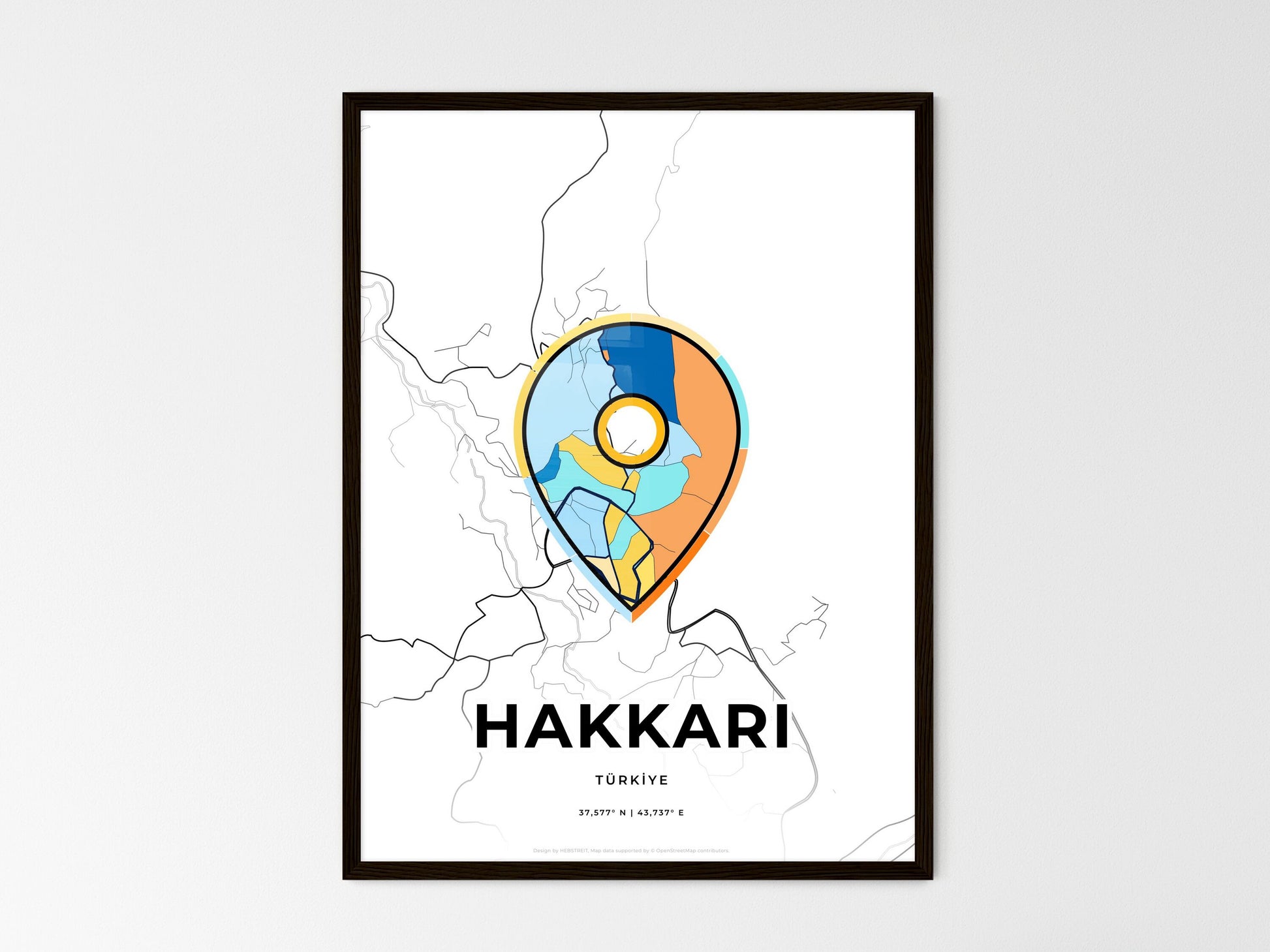 Hakkâri Turkey wedding art map with pointer icon