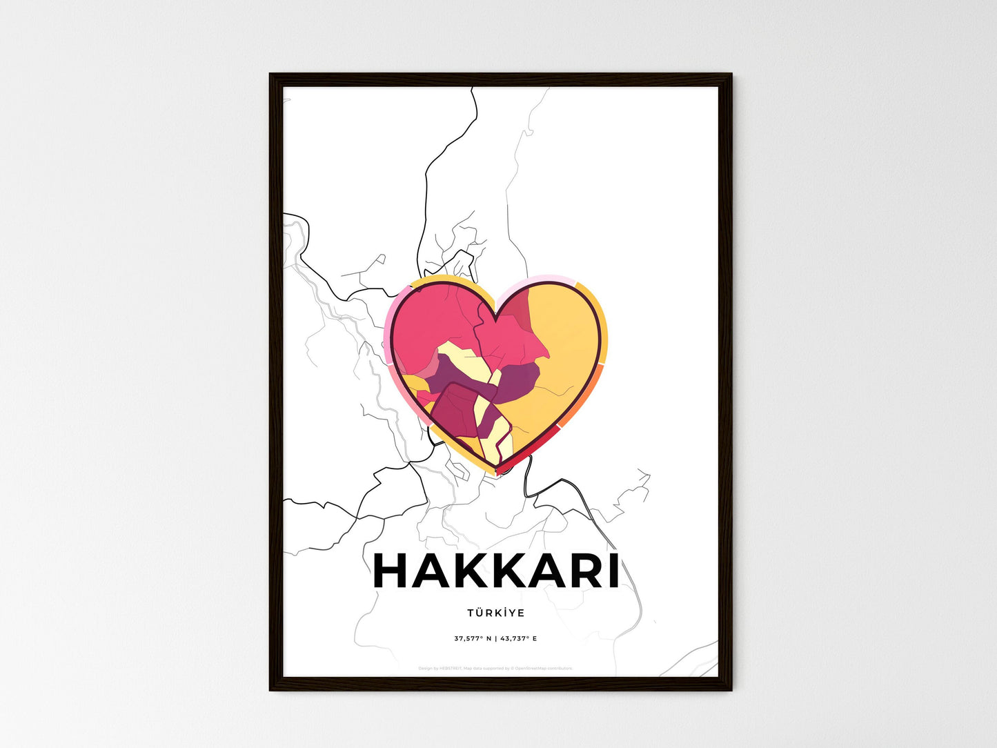 Hakkâri Turkey wedding art map with heart icon