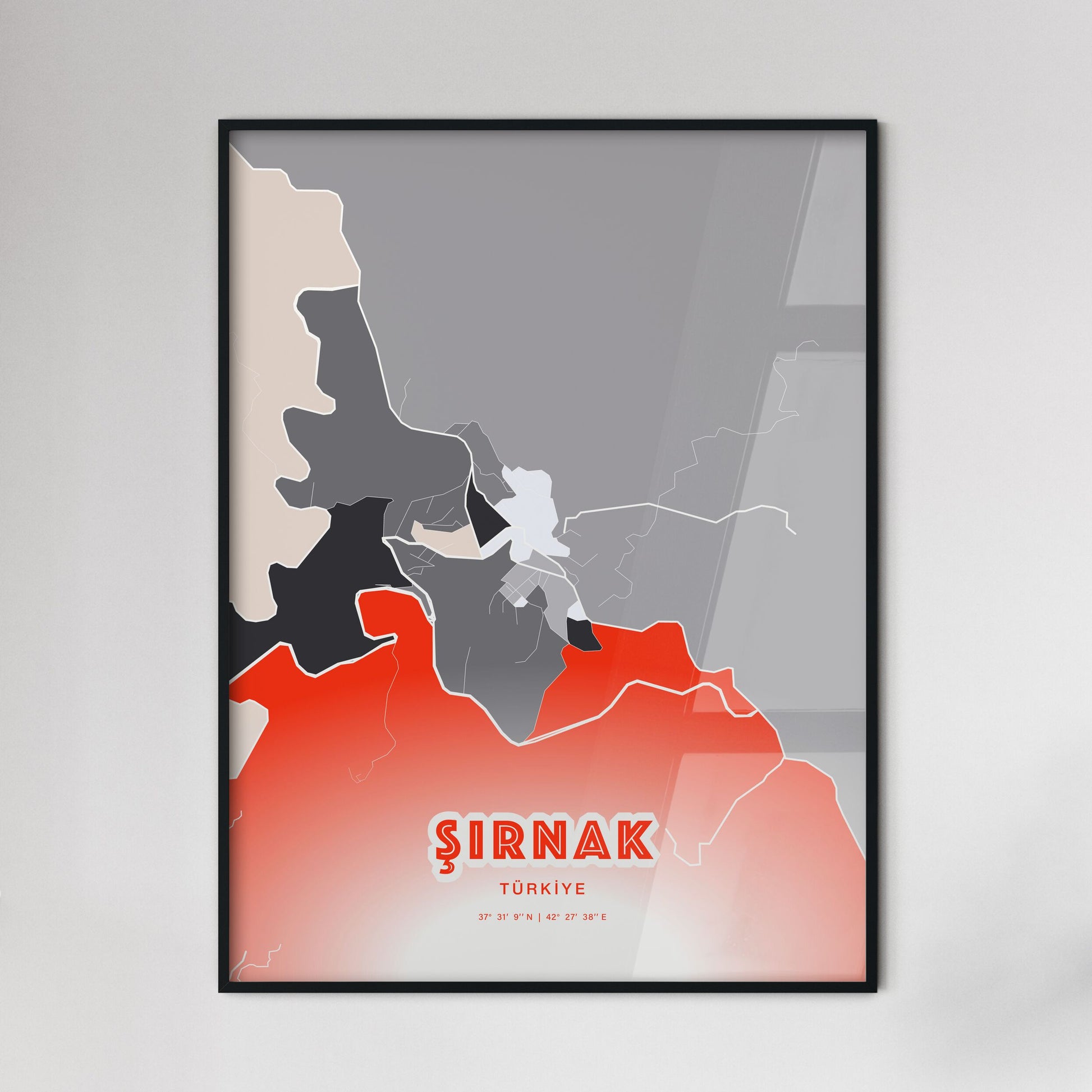 Colorful ŞIRNAK TURKEY Fine Art Map Modern