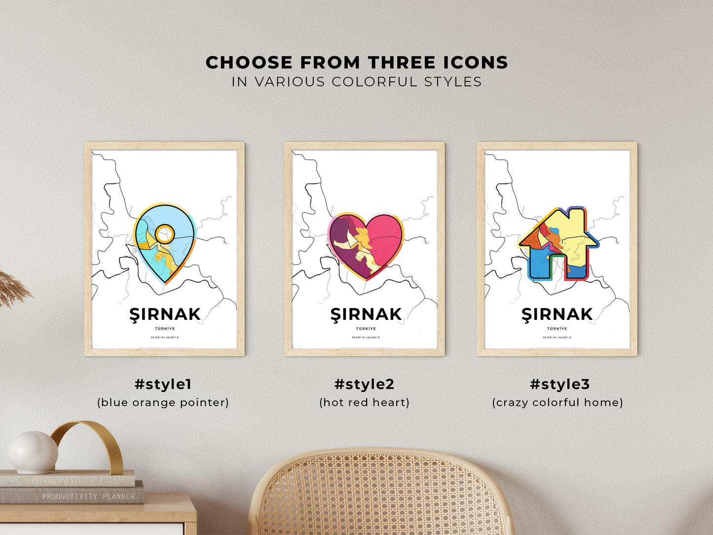 Şirnak Turkey maps with colorful icons