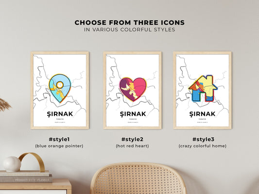 Şirnak Turkey maps with colorful icons