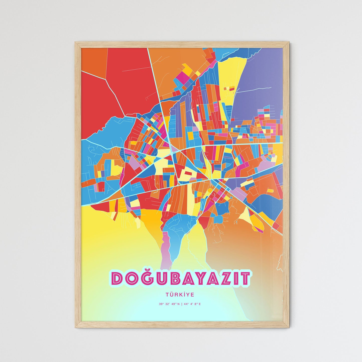 Colorful DOĞUBAYAZIT TURKEY Fine Art Map Crazy Colors