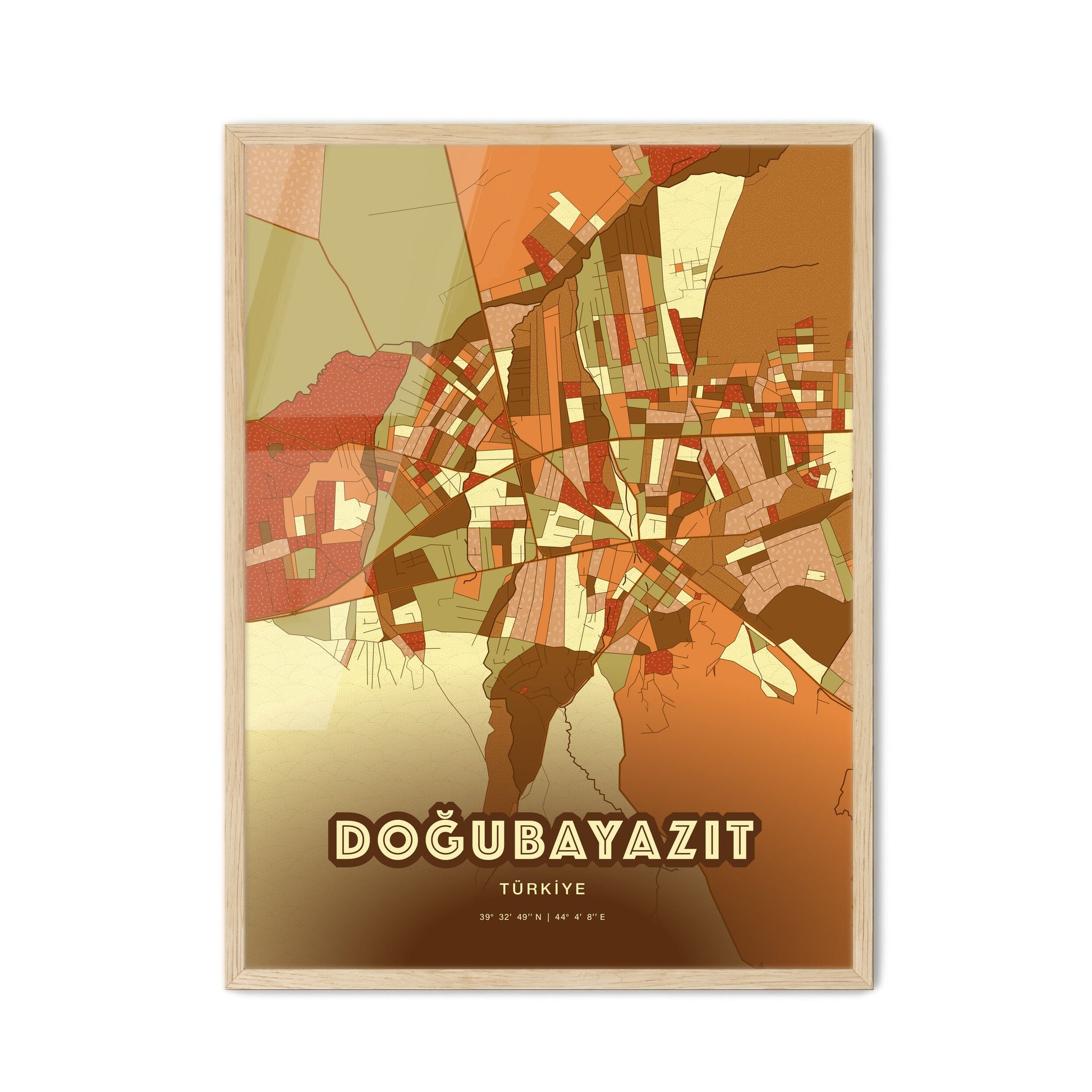 Colorful DOĞUBAYAZIT TURKEY Fine Art Map Farmhouse