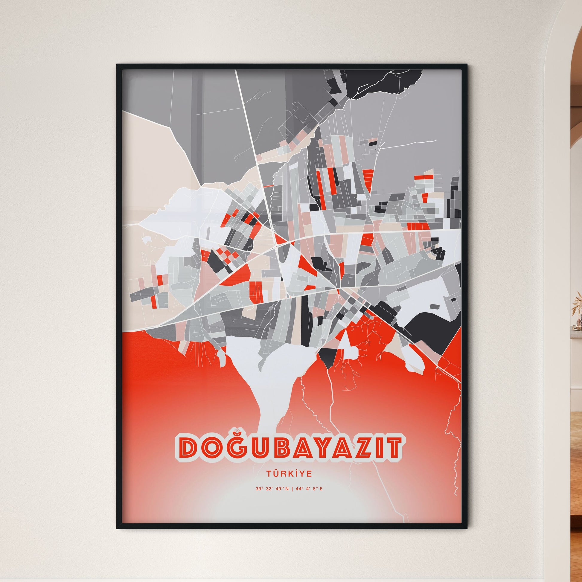 Colorful DOĞUBAYAZIT TURKEY Fine Art Map Modern