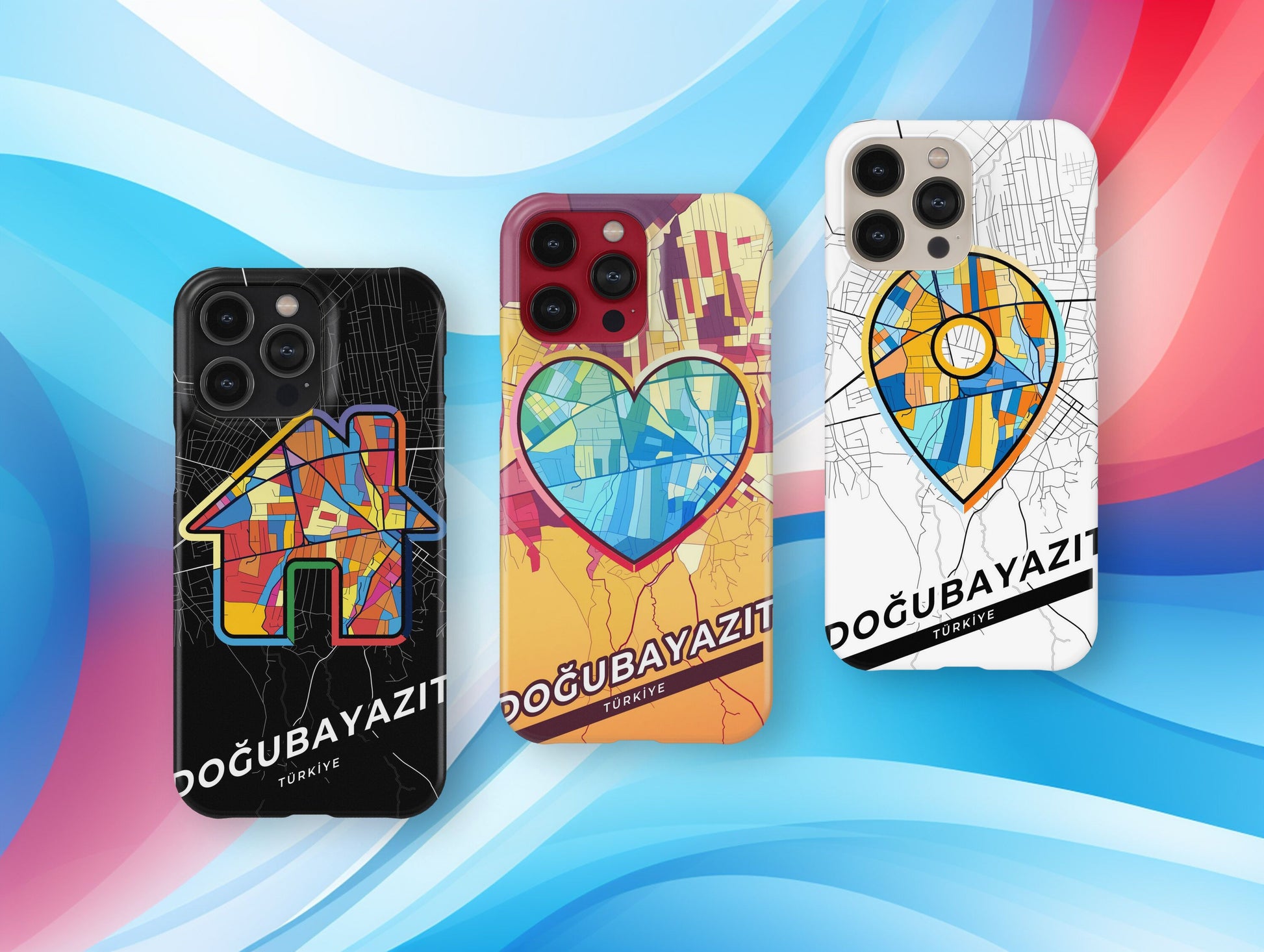 Doğubayazıt Turkey slim phone case with colorful icon. Birthday, wedding or housewarming gift. Couple match cases.