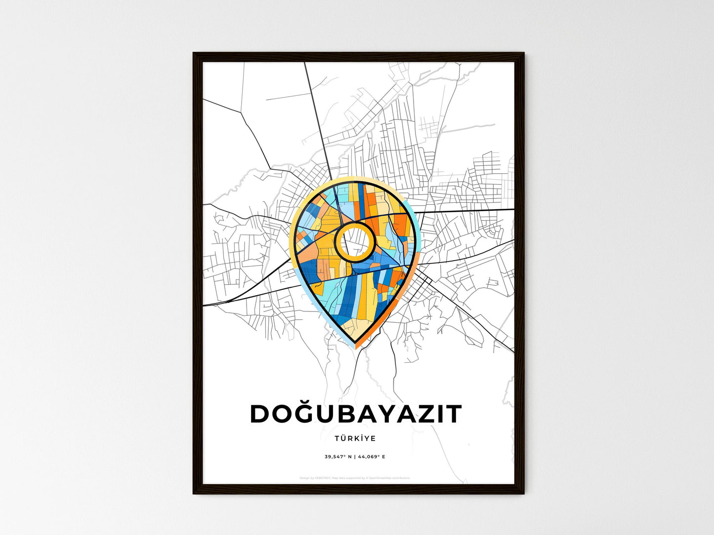 Doğubayazit Turkey wedding art map with pointer icon