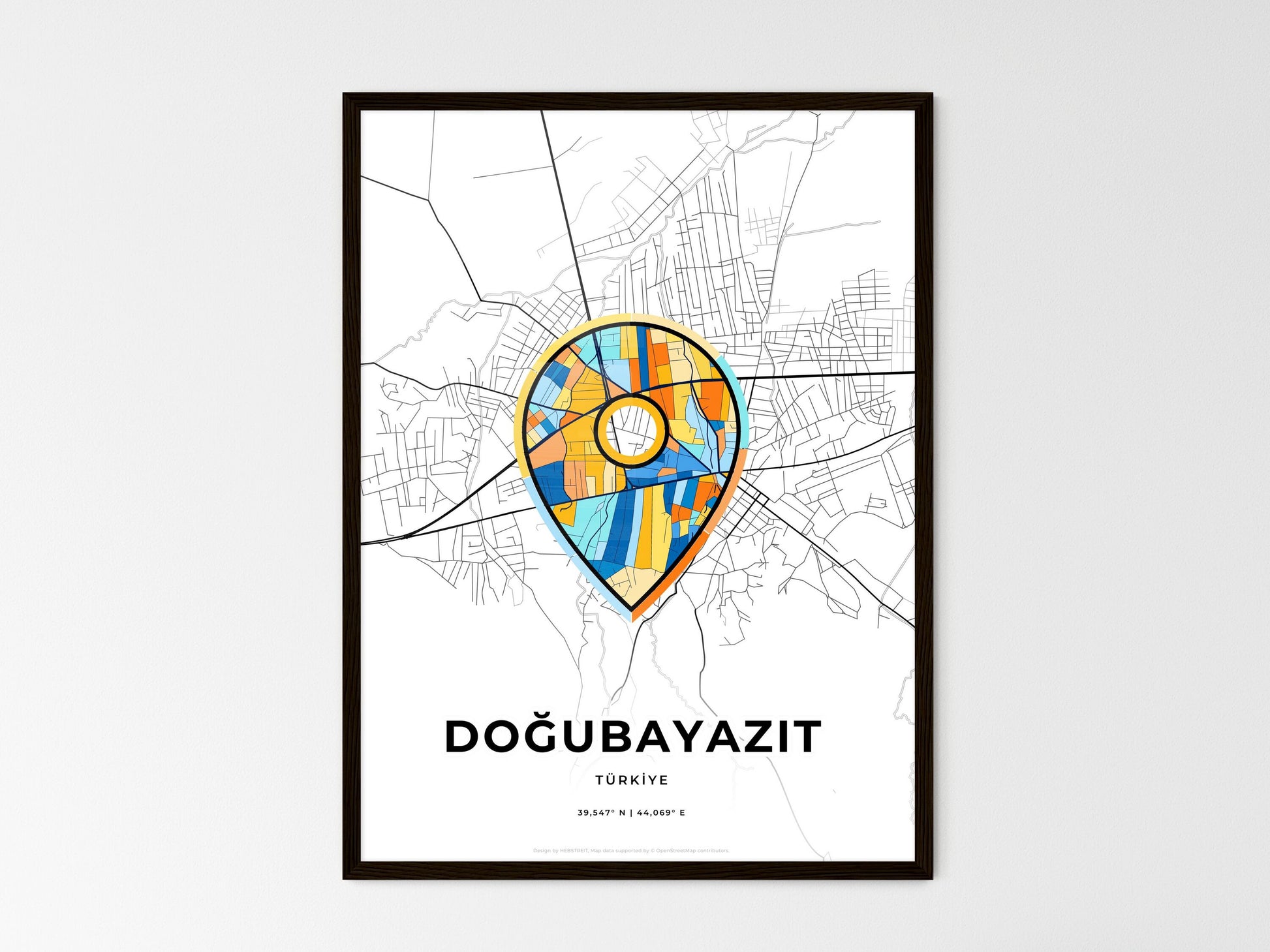 Doğubayazit Turkey wedding art map with pointer icon
