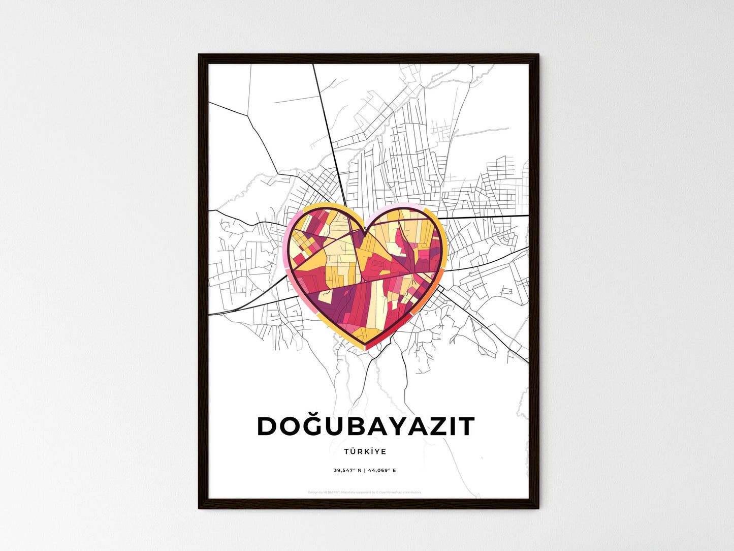 Doğubayazit Turkey wedding art map with heart icon