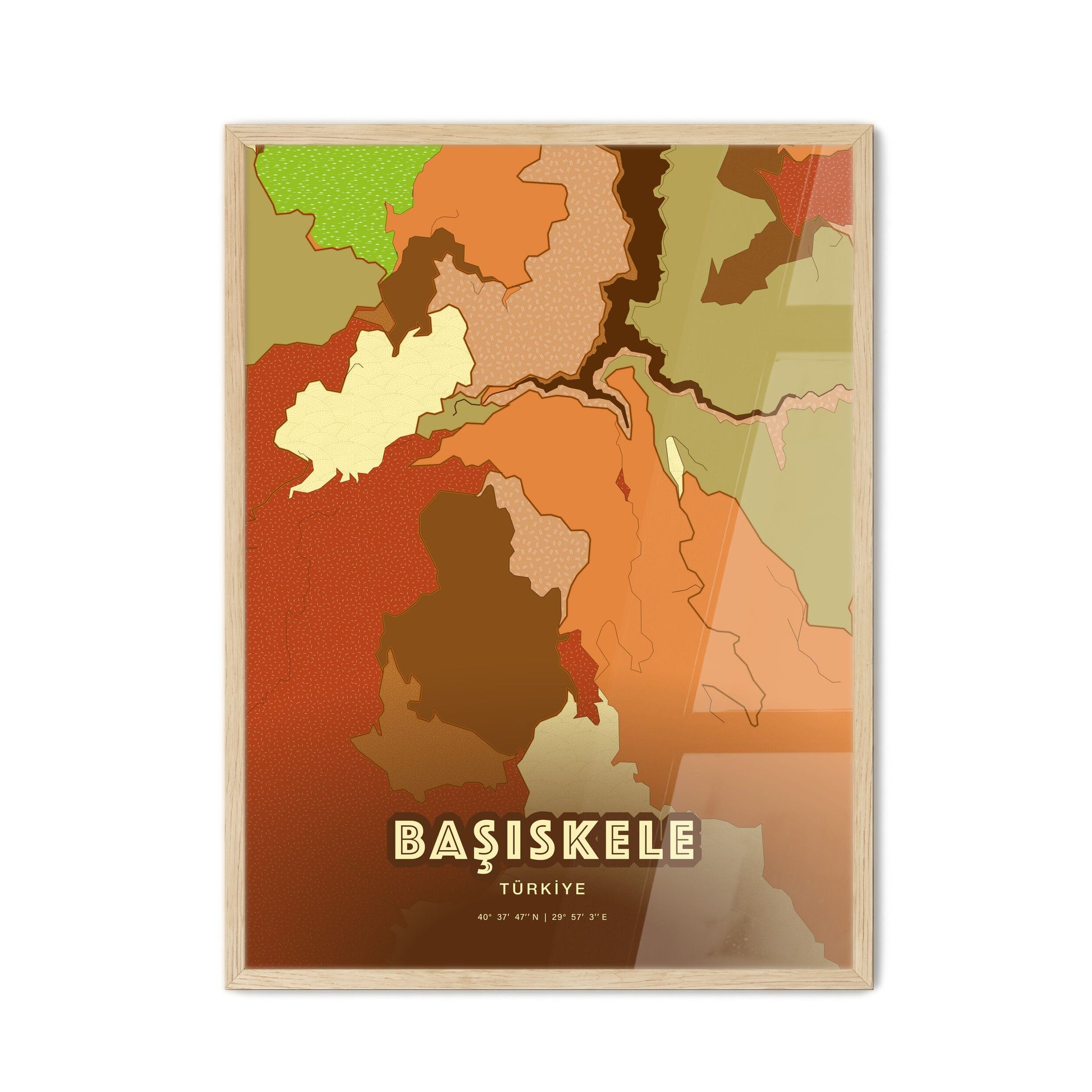 Colorful BAŞISKELE TURKEY Fine Art Map Farmhouse