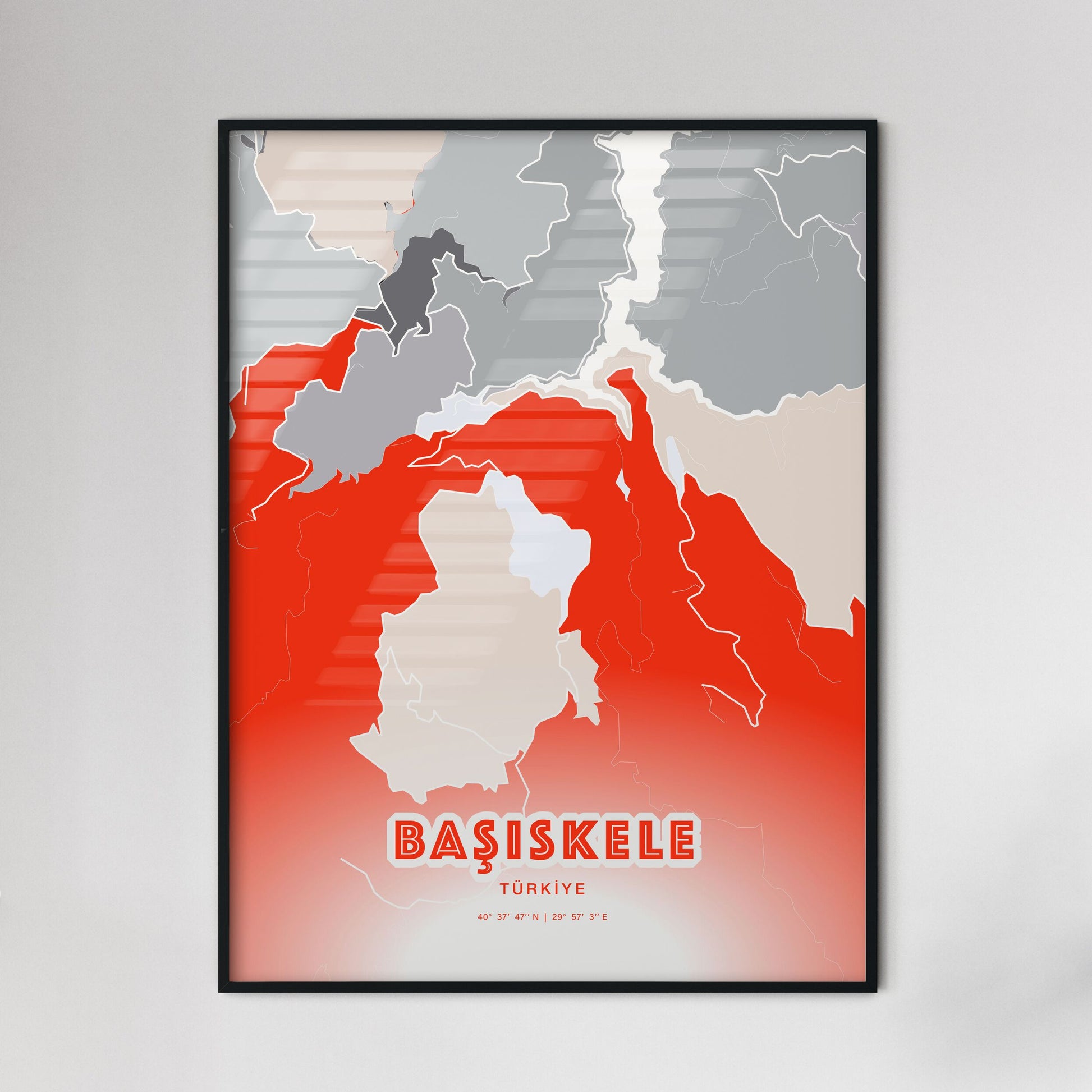 Colorful BAŞISKELE TURKEY Fine Art Map Modern