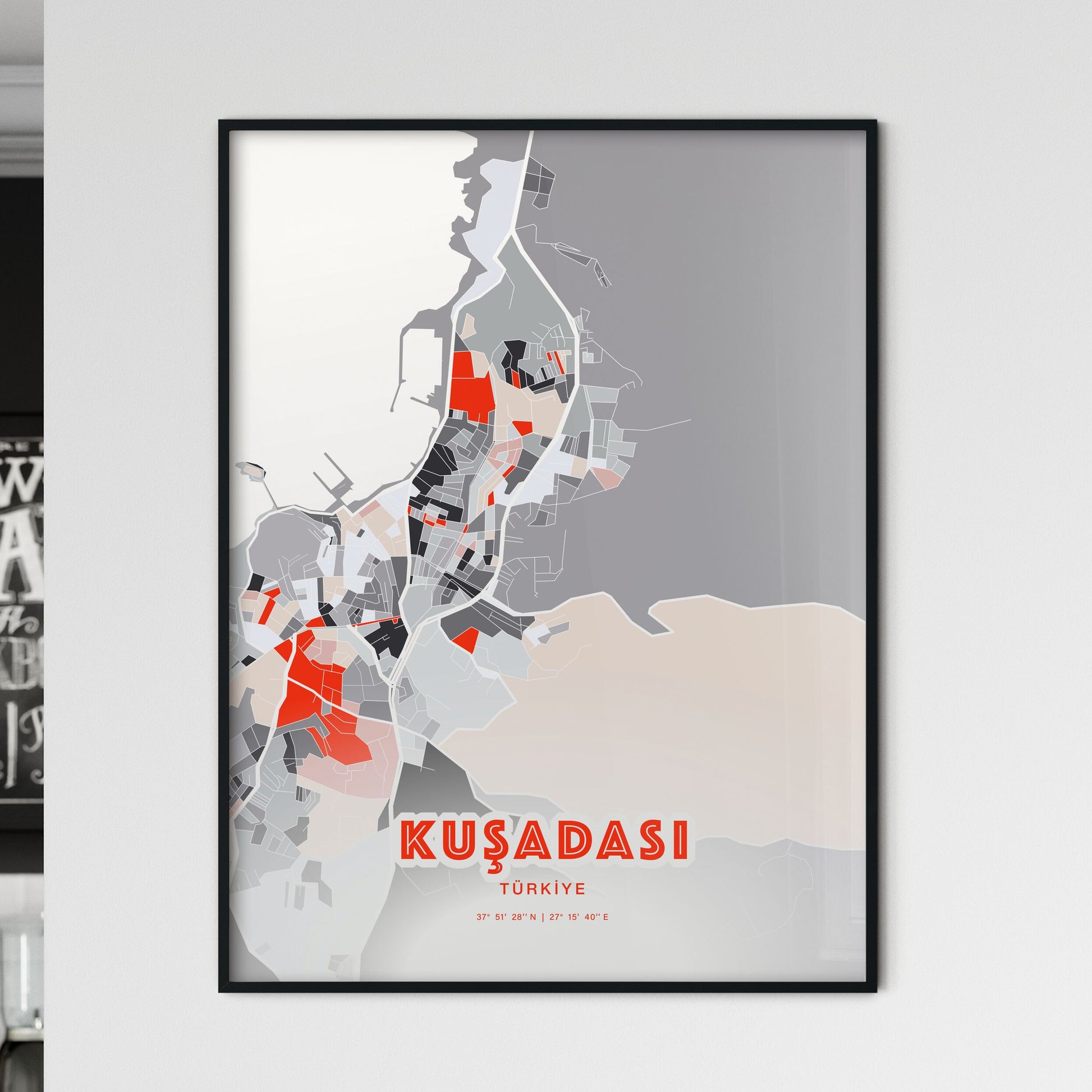 Colorful KUŞADASI TURKEY Fine Art Map Modern