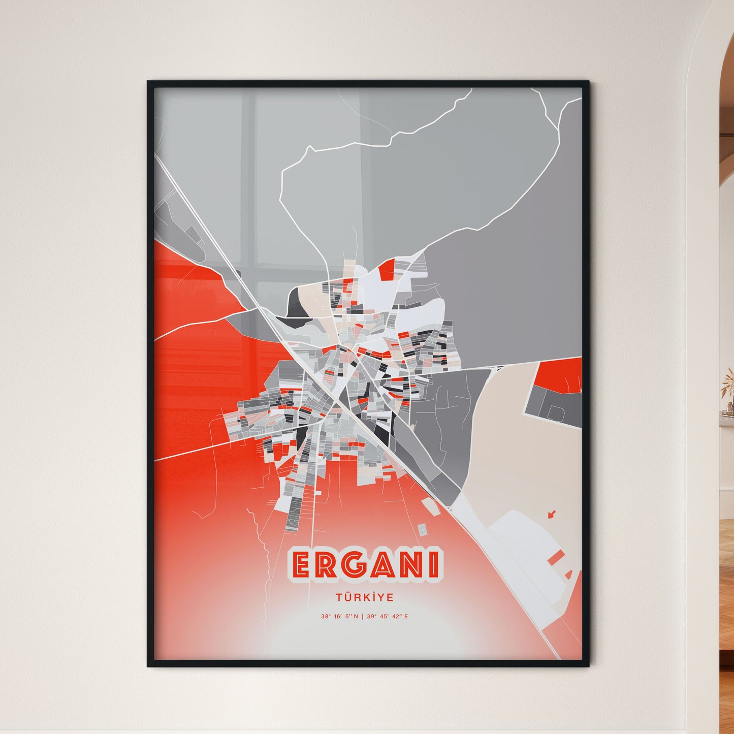 Colorful ERGANI TURKEY Fine Art Map Modern