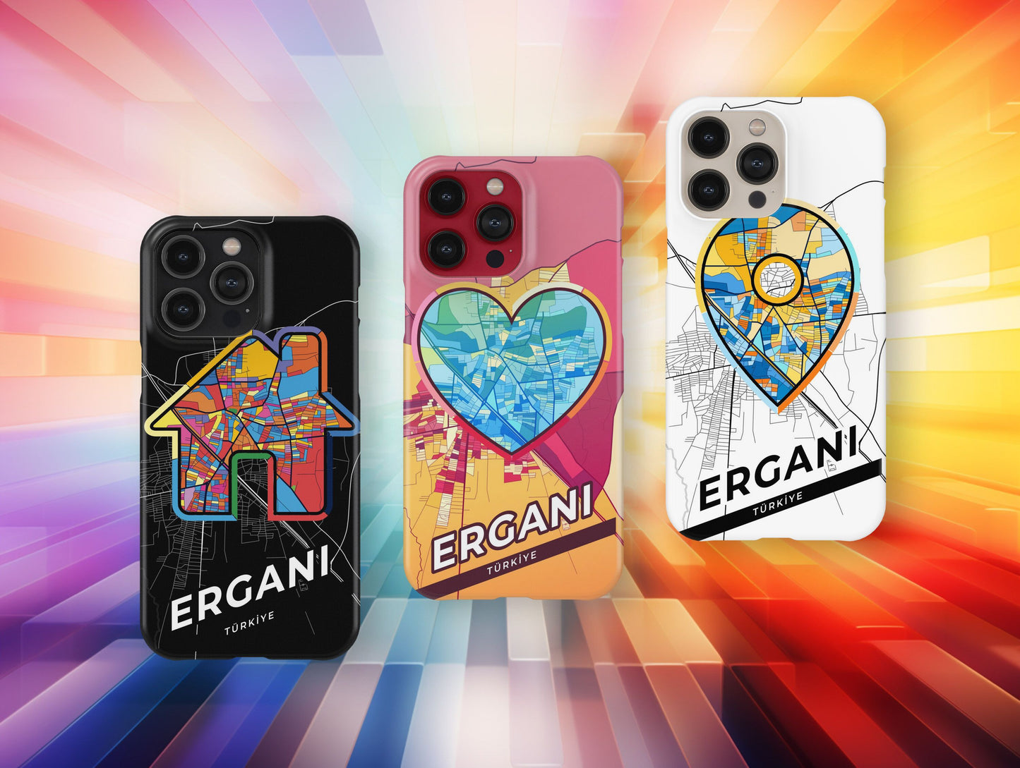 Ergani Turkey slim phone case with colorful icon. Birthday, wedding or housewarming gift. Couple match cases.