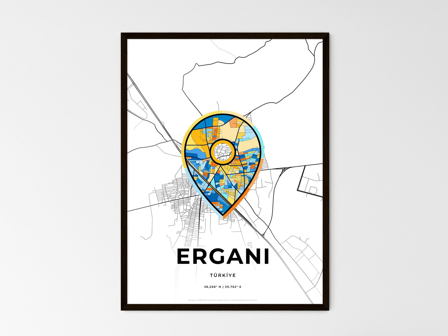 Ergani Turkey wedding art map with pointer icon