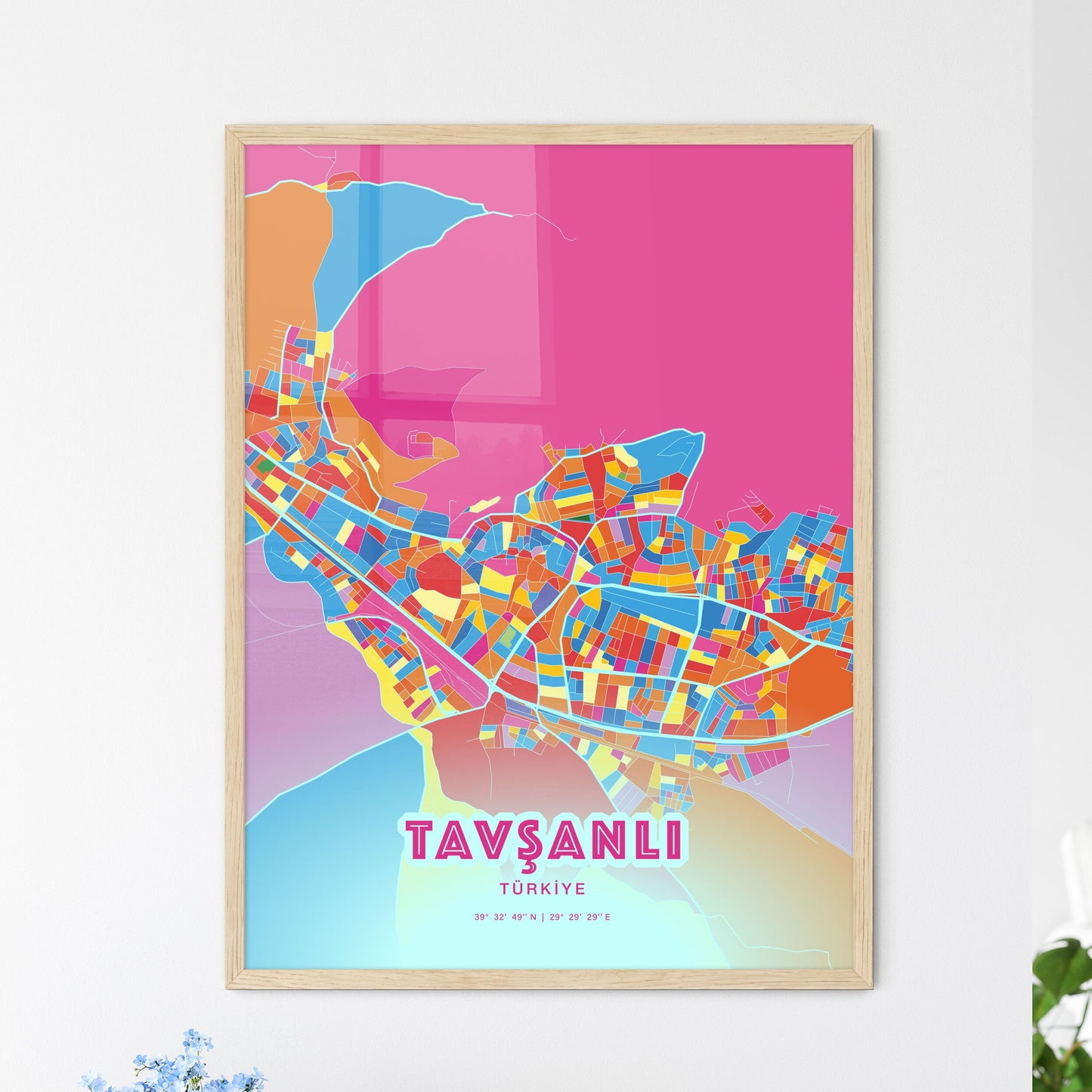 Colorful TAVŞANLI TURKEY Fine Art Map Crazy Colors