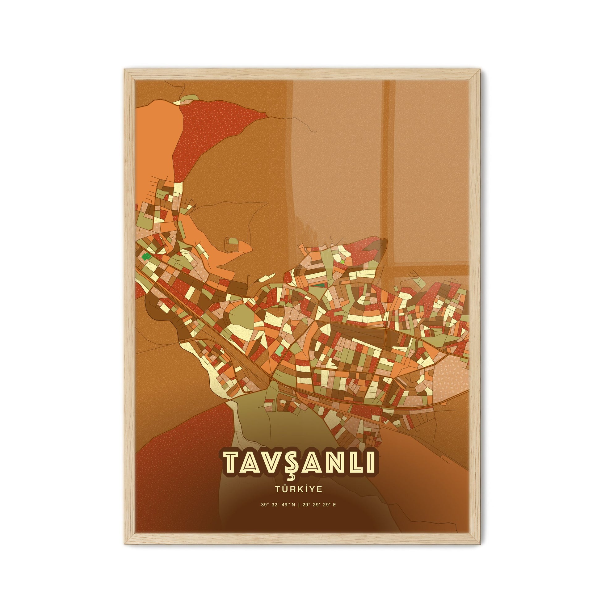 Colorful TAVŞANLI TURKEY Fine Art Map Farmhouse