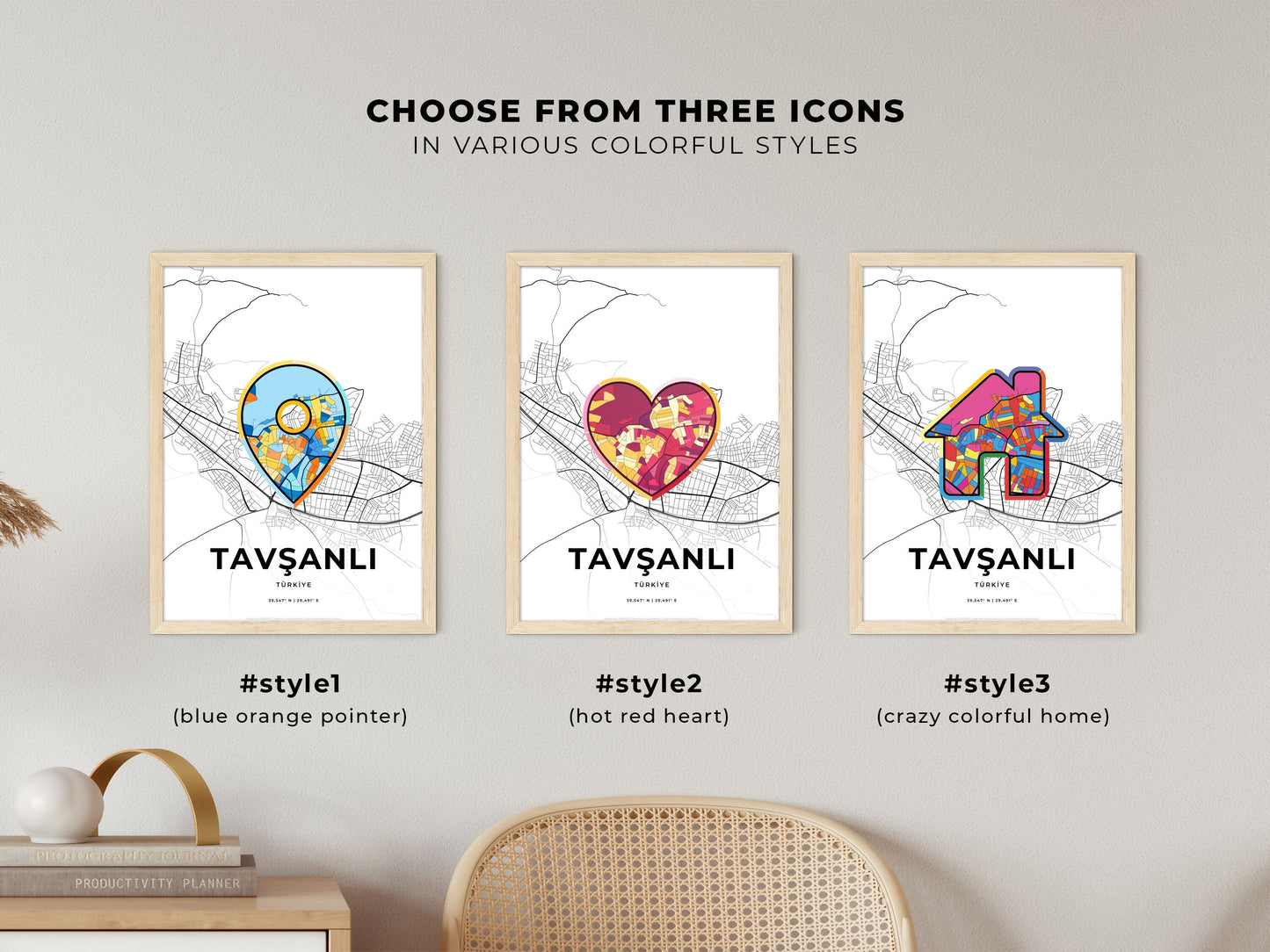 Tavşanli Turkey maps with colorful icons