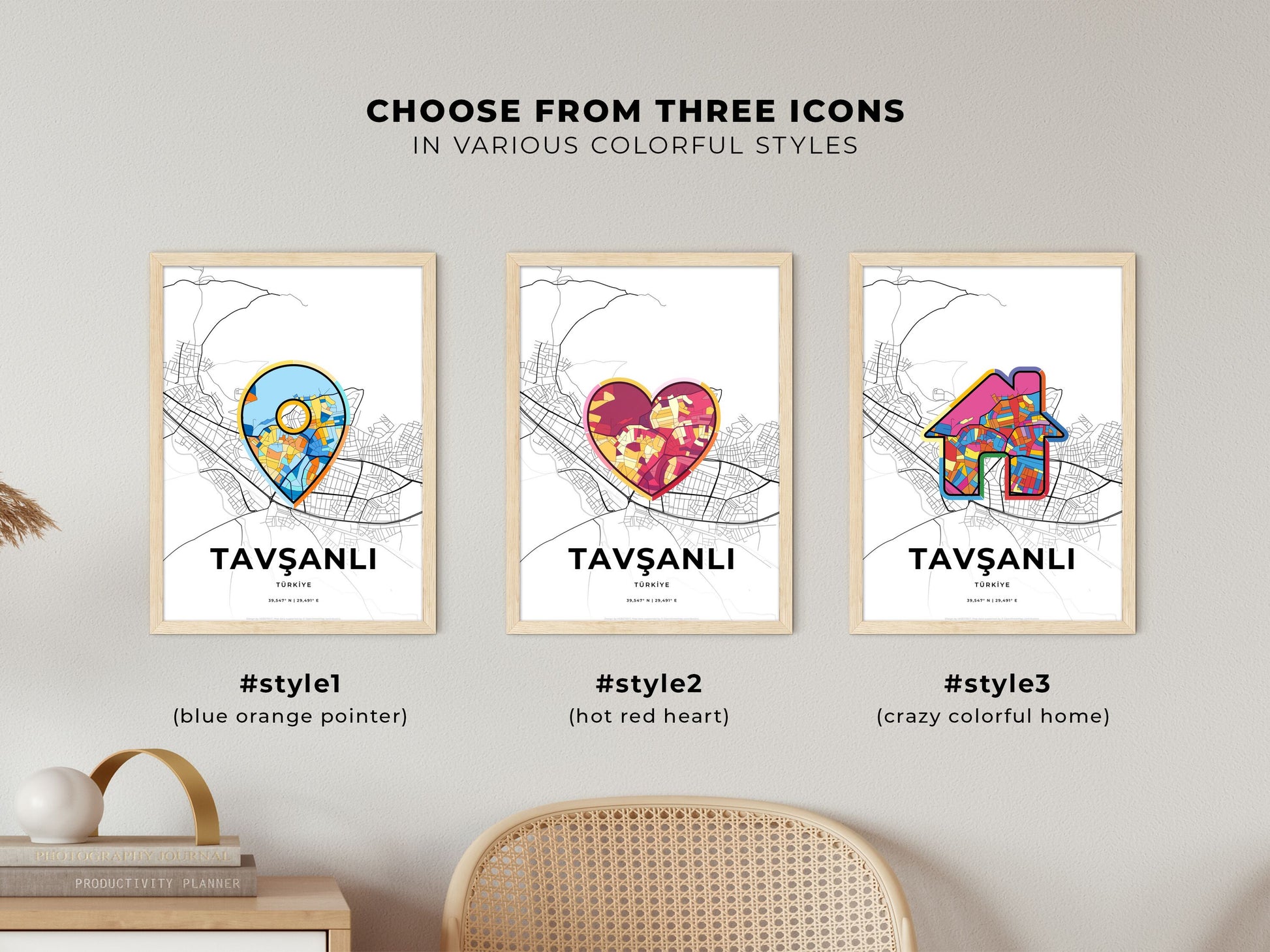 Tavşanli Turkey maps with colorful icons