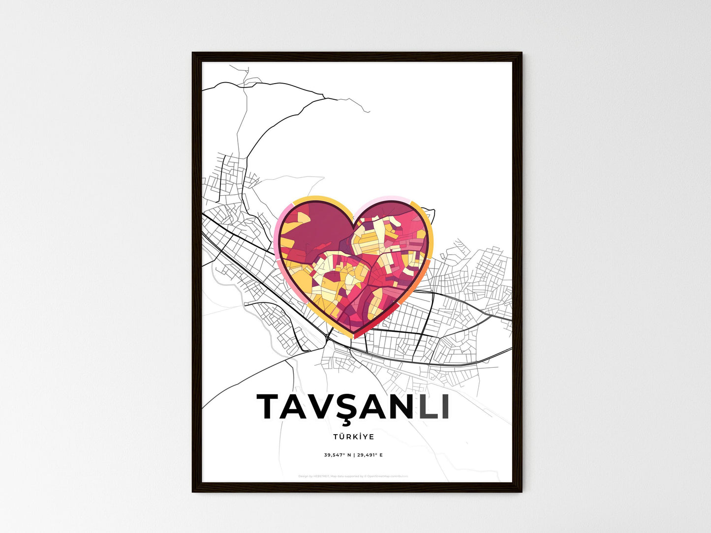 Tavşanli Turkey wedding art map with heart icon