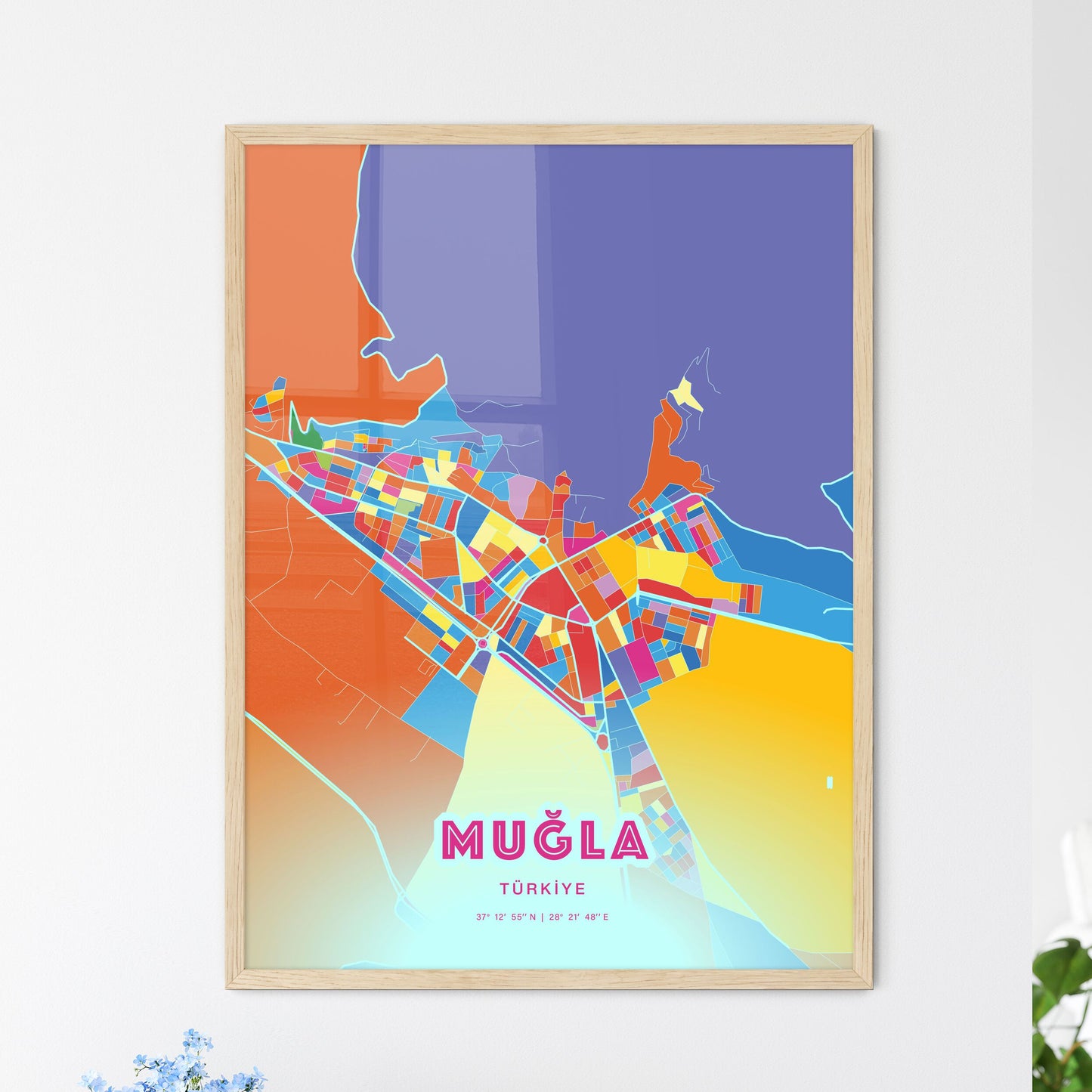 Colorful MUĞLA TURKEY Fine Art Map Crazy Colors