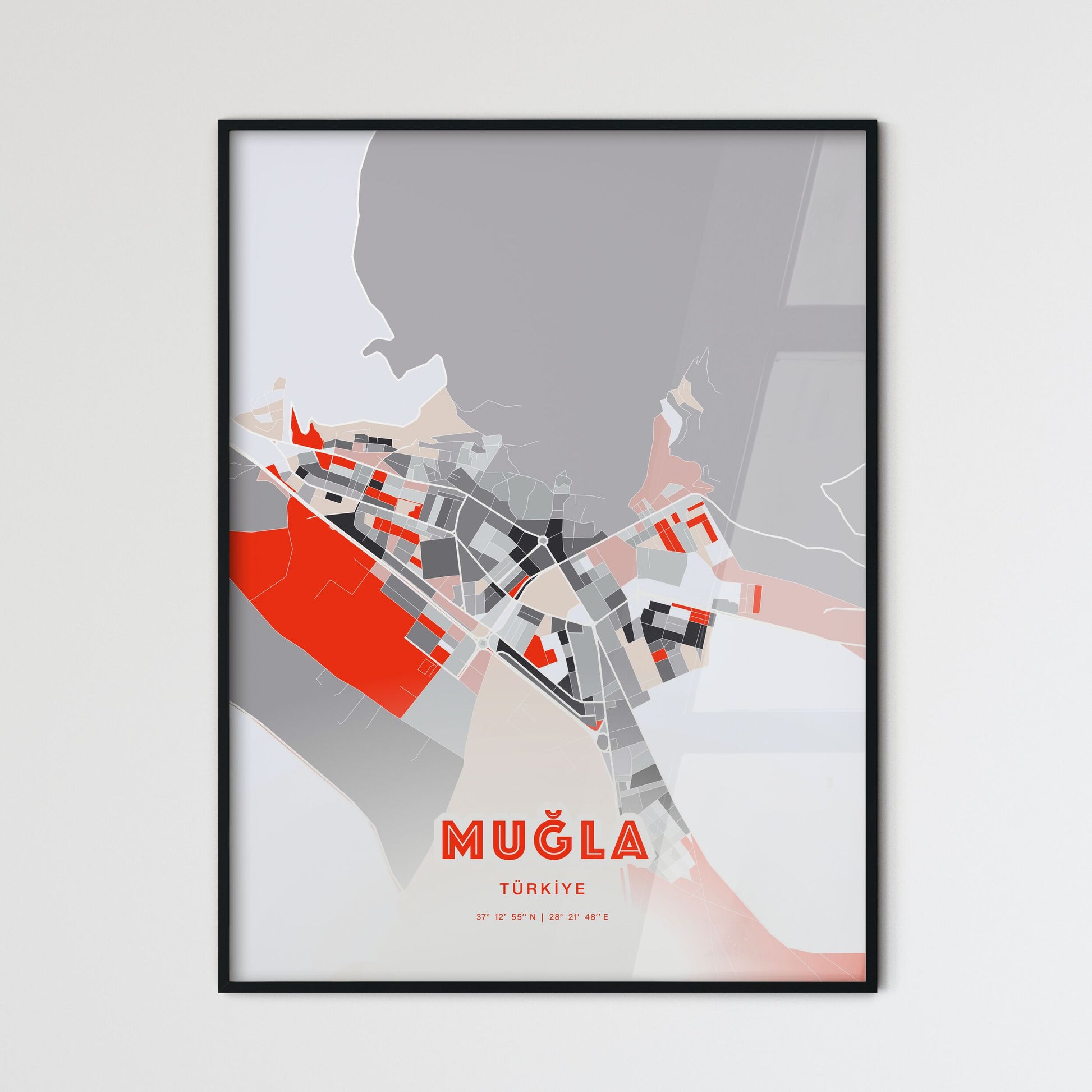 Colorful MUĞLA TURKEY Fine Art Map Modern