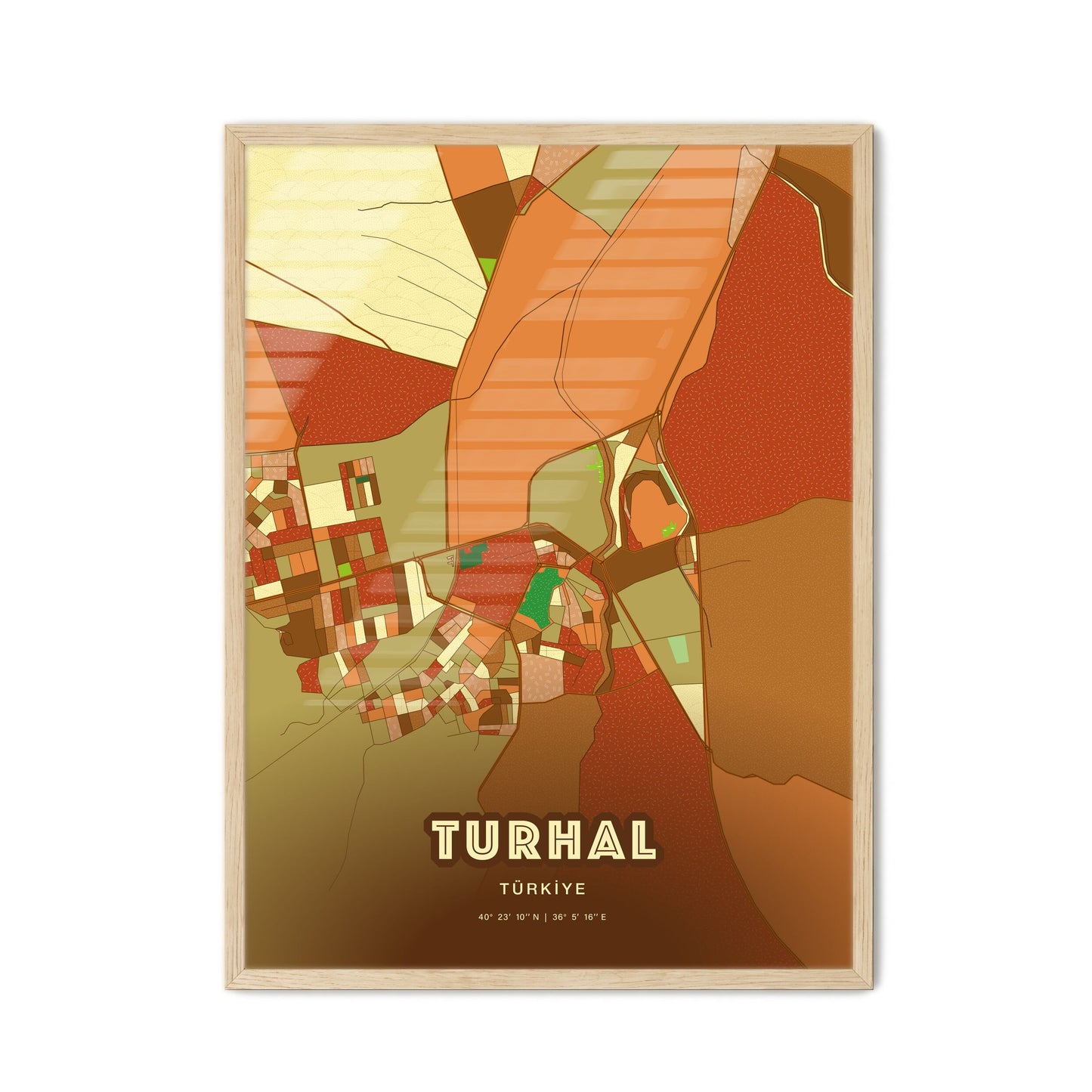 Colorful TURHAL TURKEY Fine Art Map Farmhouse