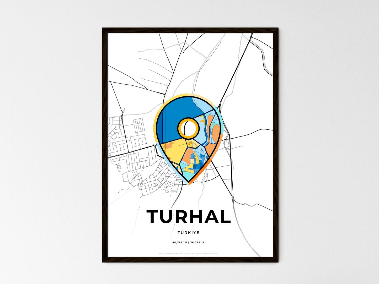 Turhal Turkey wedding art map with pointer icon