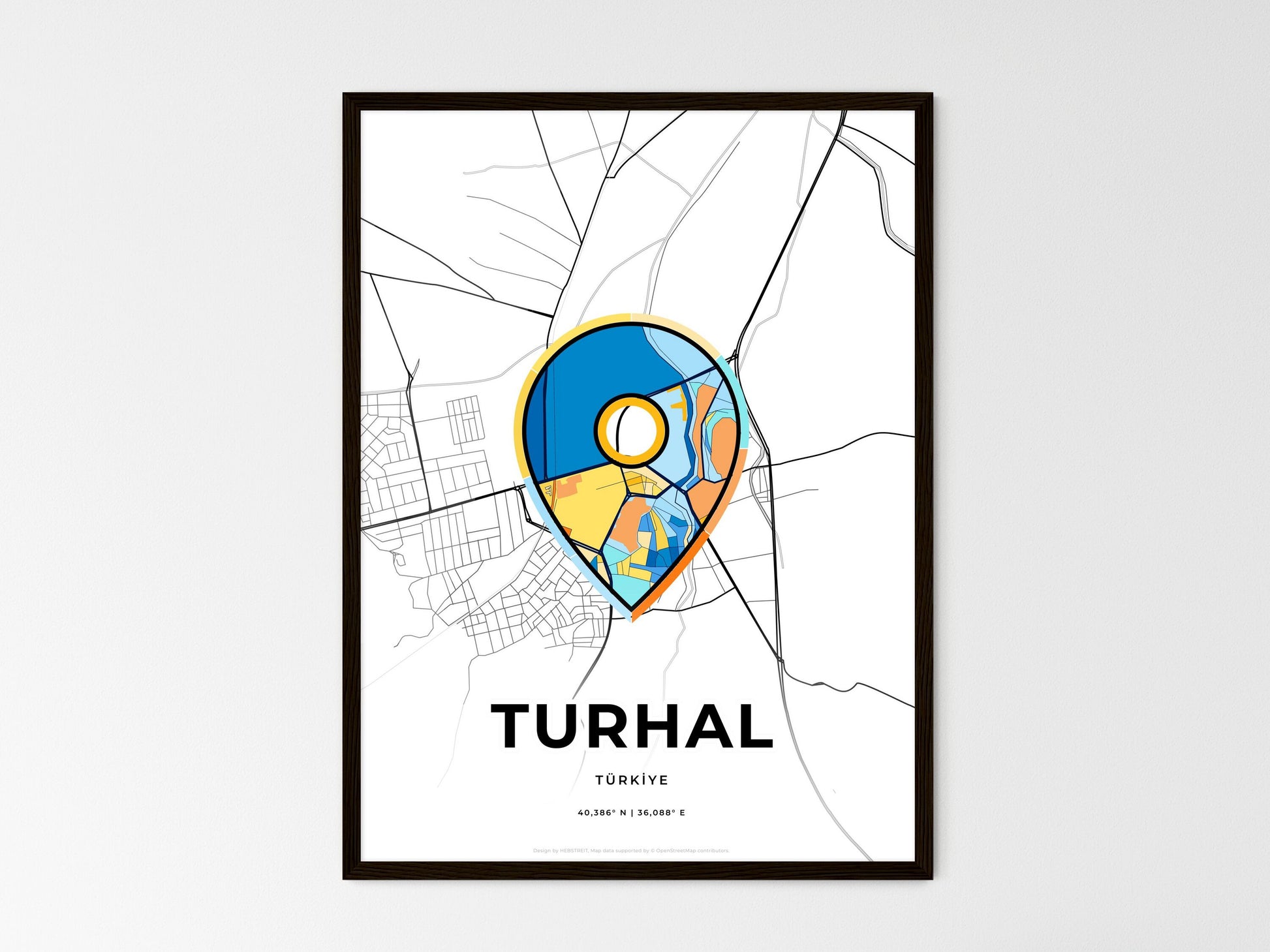 Turhal Turkey wedding art map with pointer icon
