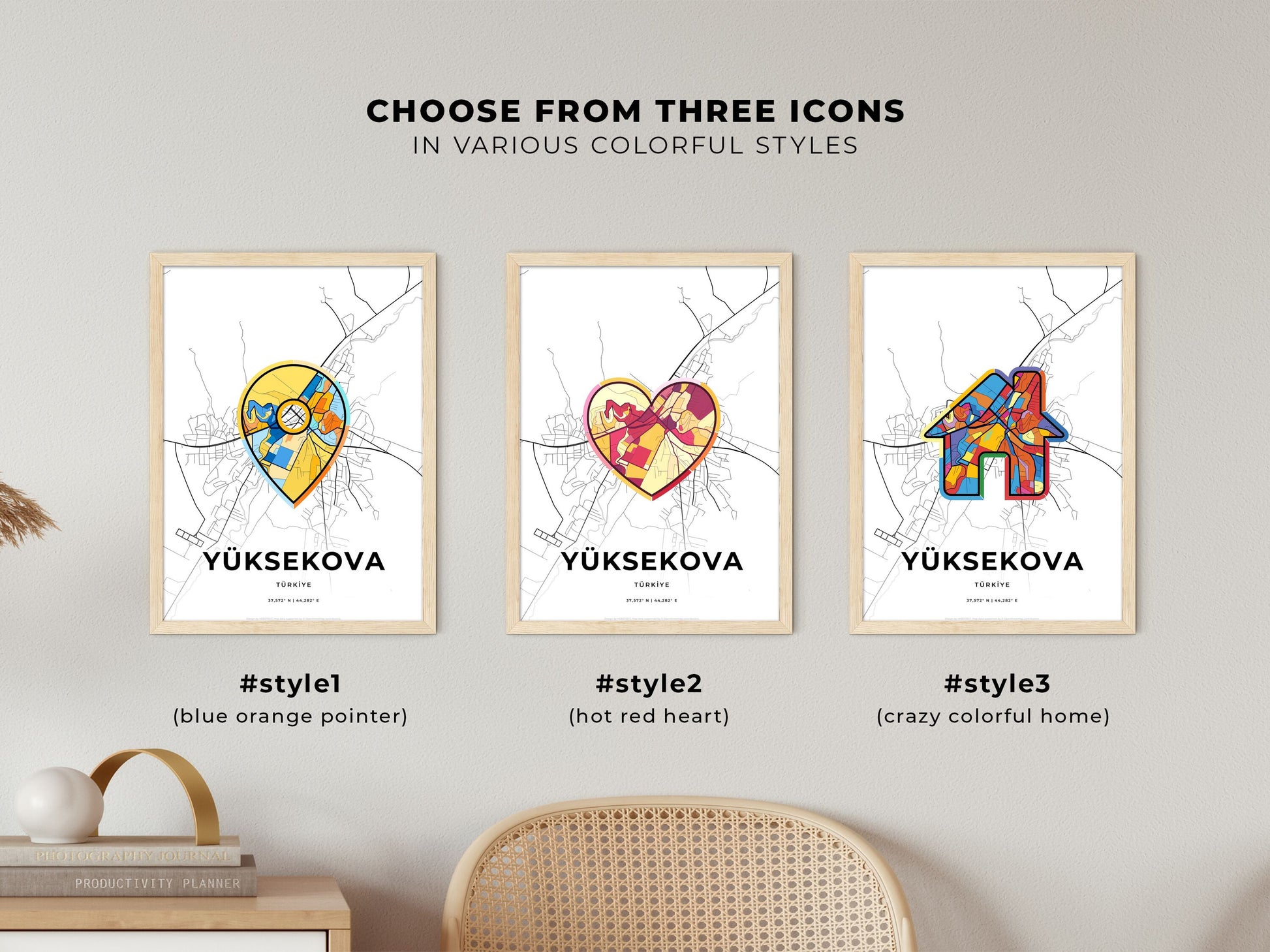 Yüksekova Turkey maps with colorful icons