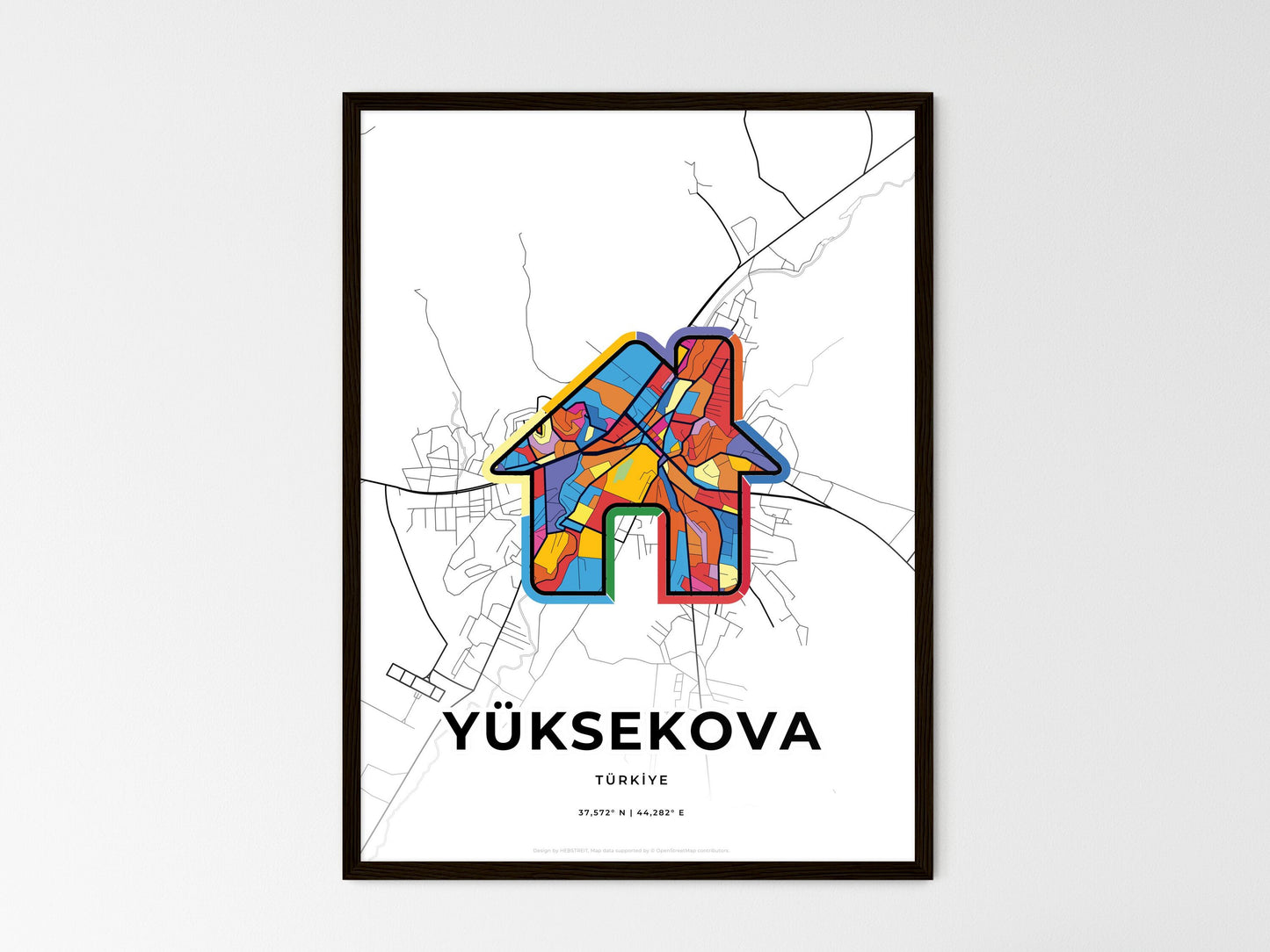 Yüksekova Turkey wedding art map with home icon