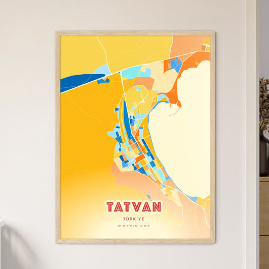 Colorful TATVAN TURKEY Fine Art Map Blue Orange