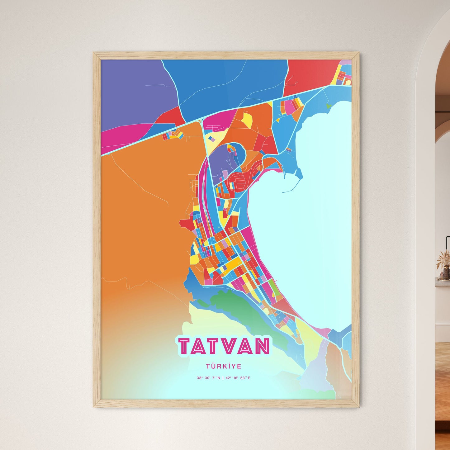 Colorful TATVAN TURKEY Fine Art Map Crazy Colors