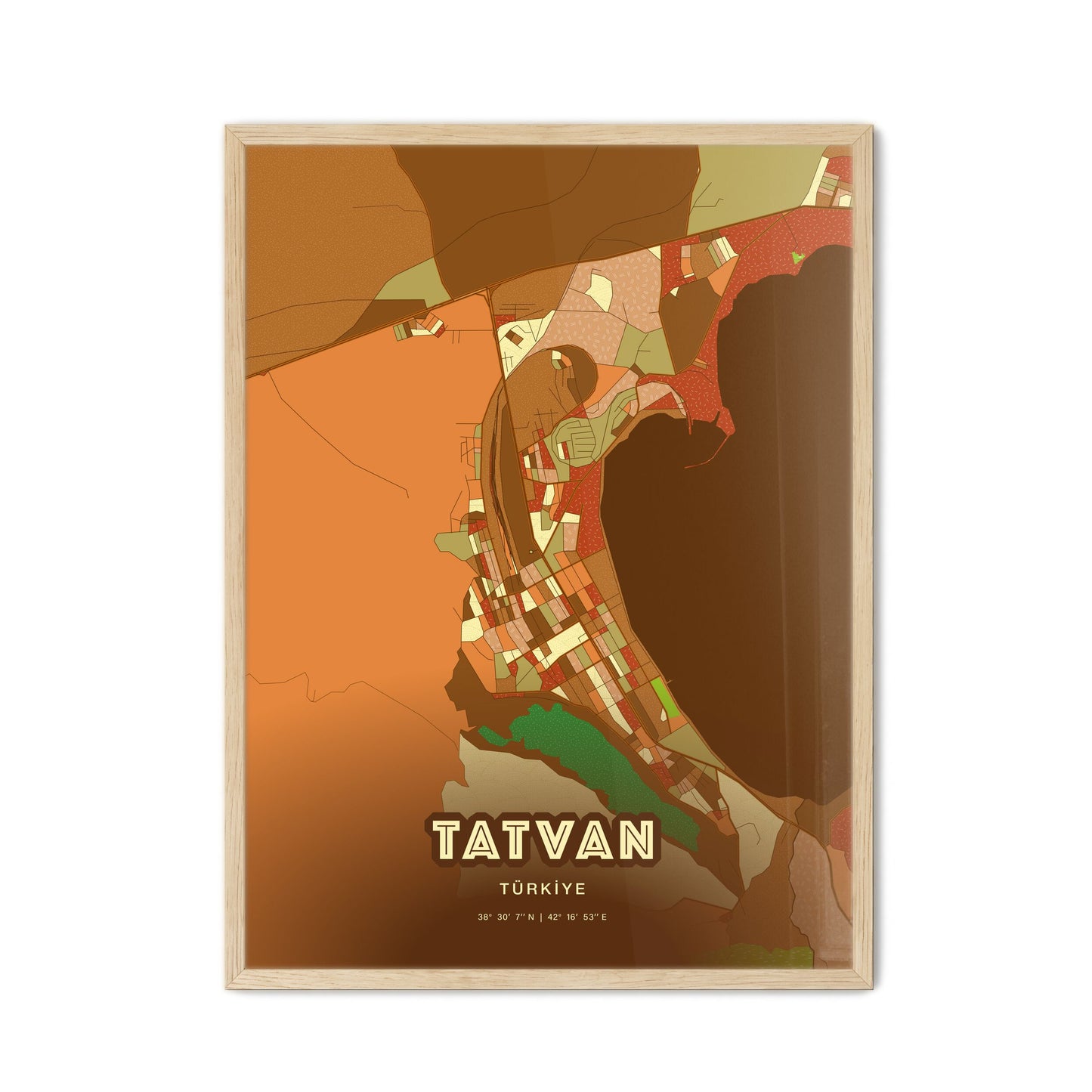 Colorful TATVAN TURKEY Fine Art Map Farmhouse