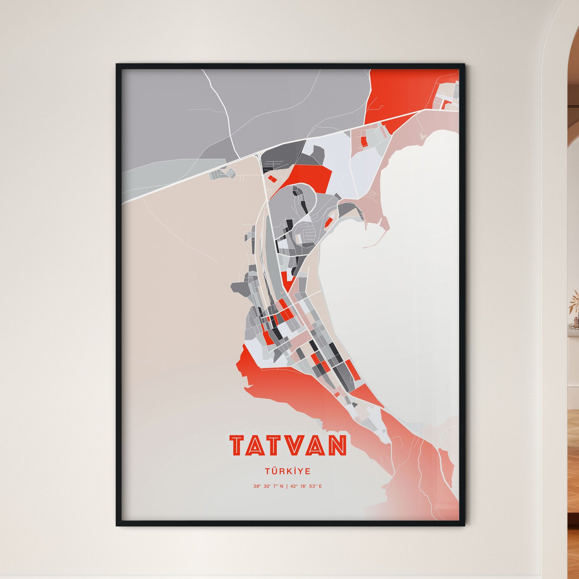 Colorful TATVAN TURKEY Fine Art Map Modern