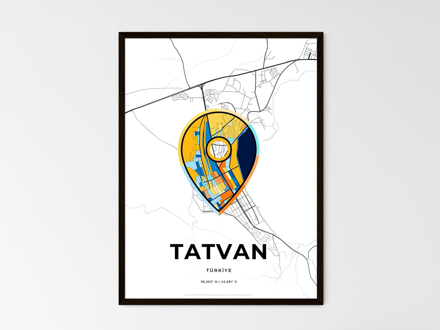 Tatvan Turkey wedding art map with pointer icon